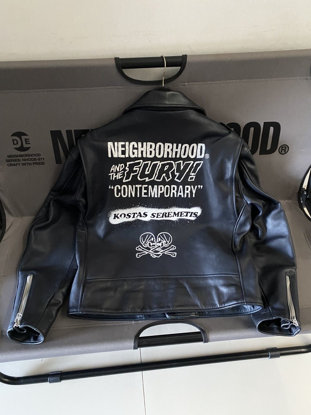 NEIGHBORHOOD×Schott LEATHER HOOD JACKET Schott NH/LEATHER HOODED