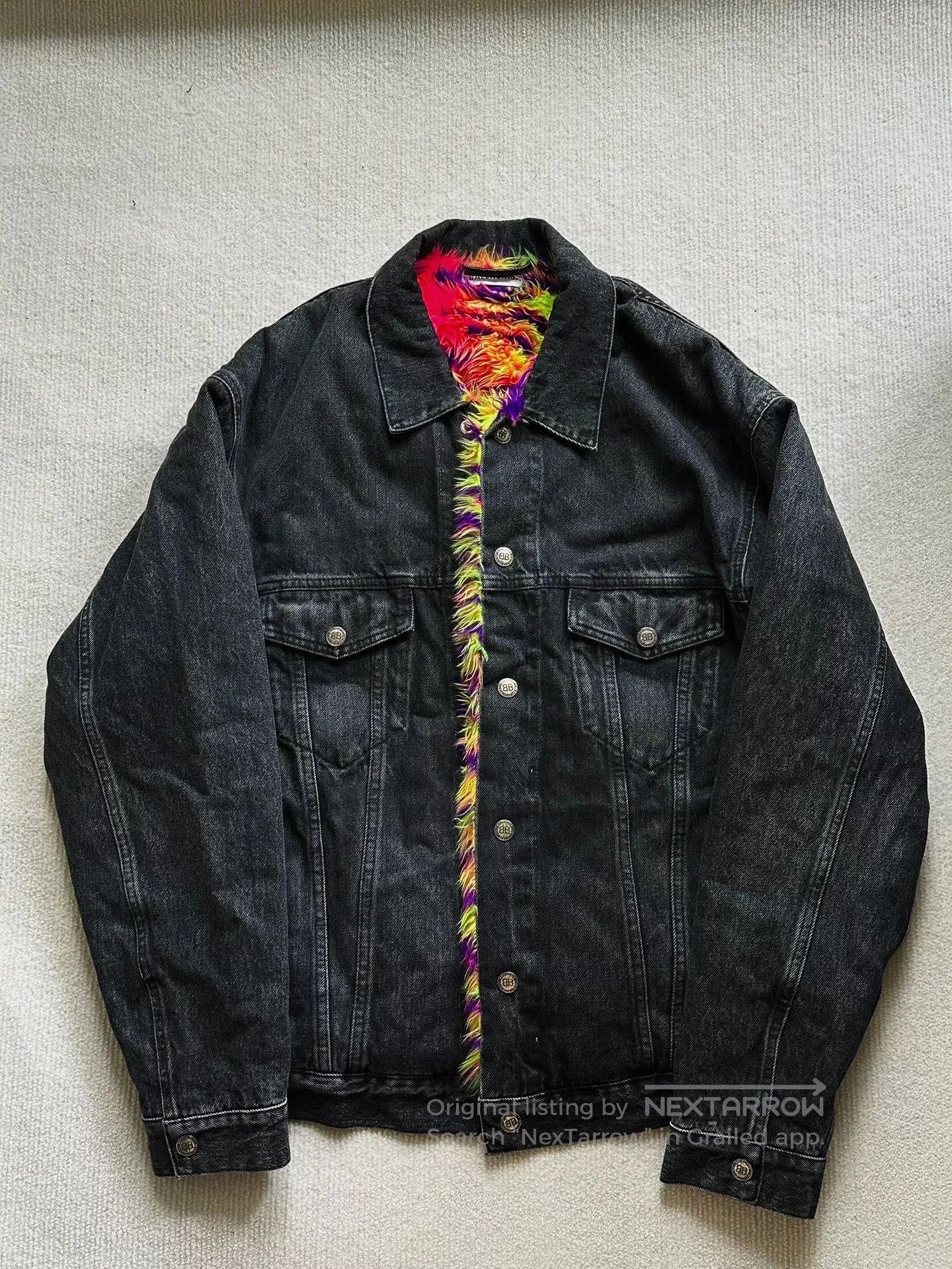 Balenciaga Balenciaga Colorful Runway Fur Denim Jacket. Size US M / EU 48-50 / 2 - 1 Thumbnail