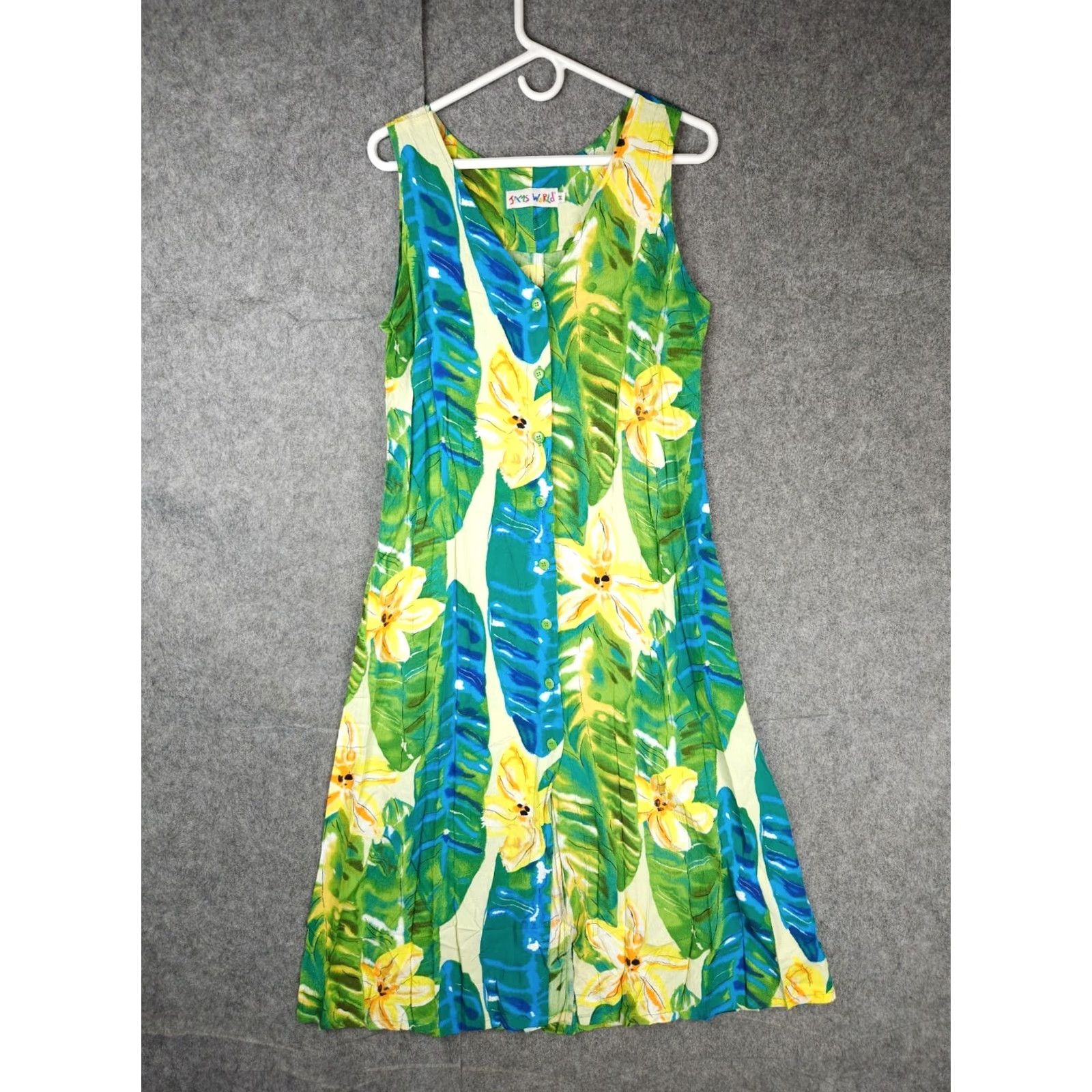 Jams World Jams World Shirtwaist Dress Women's M Floral Button Up Long Length Maxi Summer Spring Multicolor Rayon Sleeveless Buttoned N/A Size M / US 6-8 / IT 42-44 - 2 Thumbnail