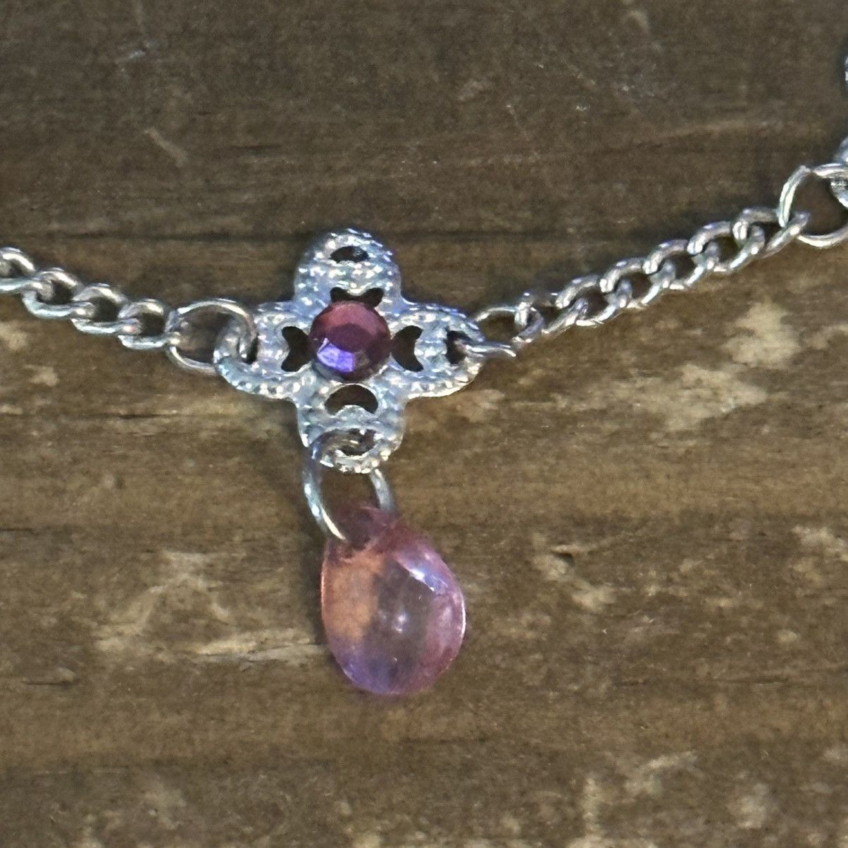 Other Silver tone flower link pink dangles anklet Size ONE SIZE - 4 Thumbnail