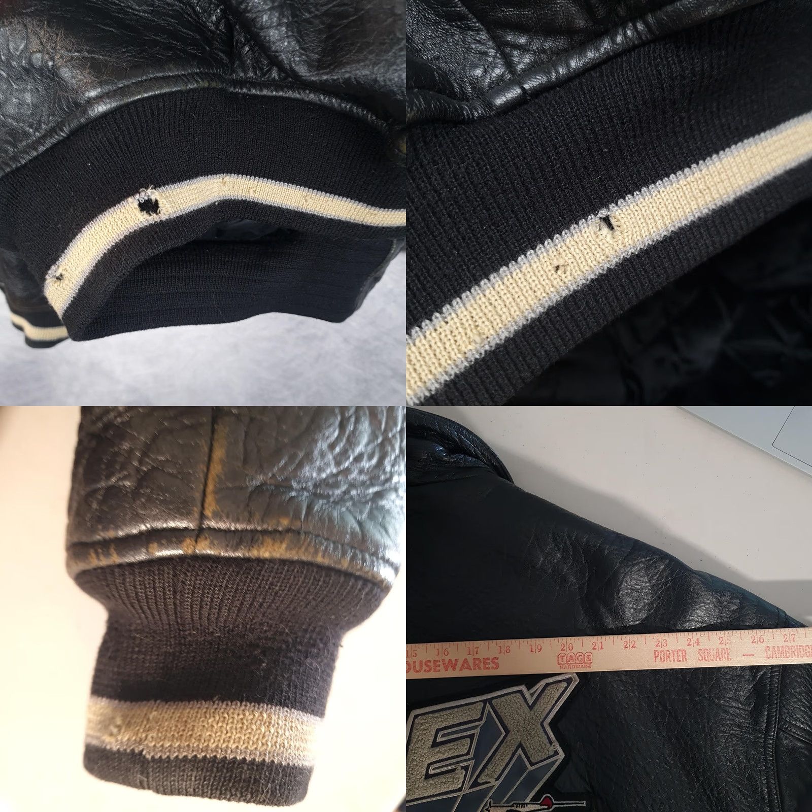 Avirex VINTAGE Avirex Jacket Mens 5XL Leather Bomber Black Aces Tuskegee Patch Military Patches Bomber Short Snap Collar M Size US XXL / EU 58 / 5 - 10 Thumbnail