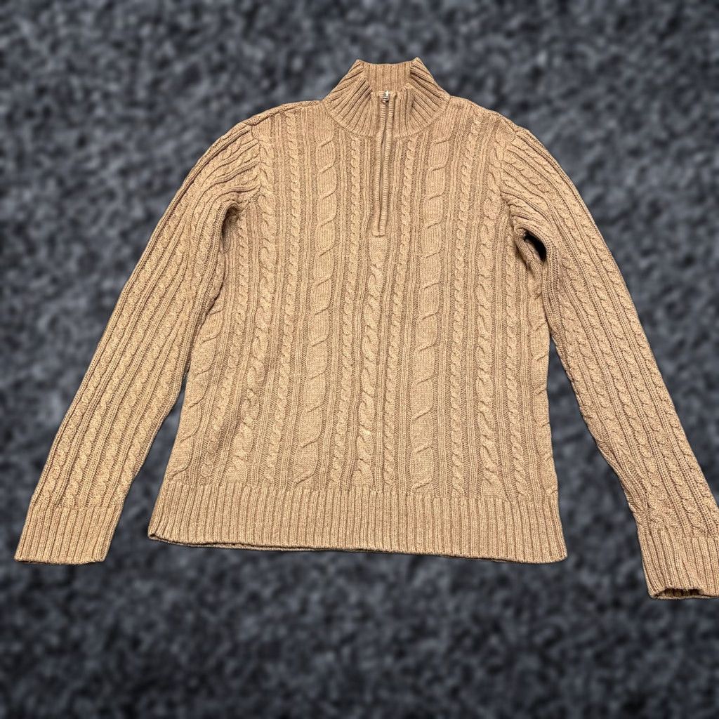 Croft & Barrow Croft & Barrow Ribbed Sweater Womens Medium Brown Cable Knit Cotton Mock Neck Pullover Knit Casual Size M / US 6-8 / IT 42-44 - 1 Thumbnail