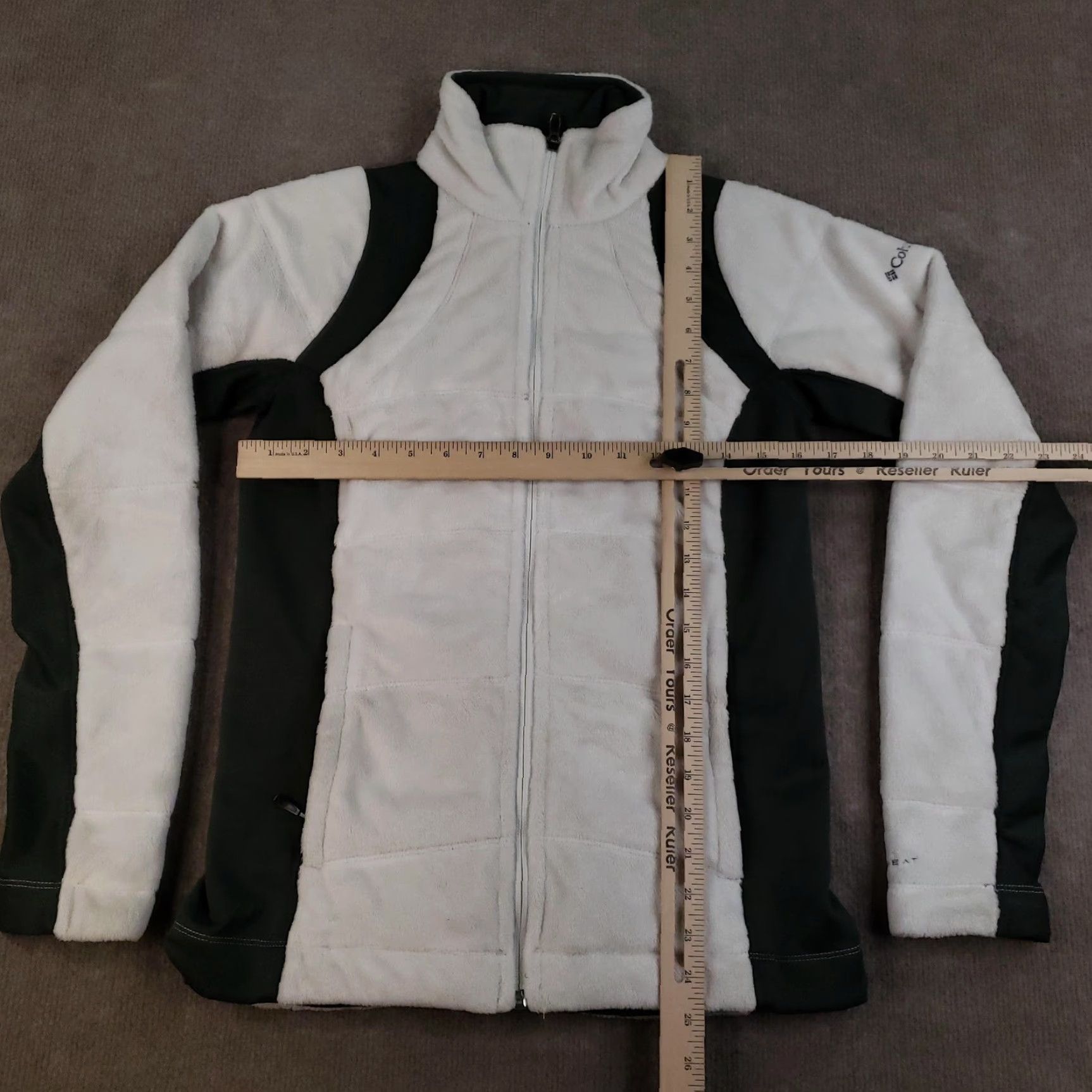 Vintage Columbia Jacket Womens Small Green White Omni-Heat Full Zip Thermal Fleece Coat Size S / US 4 / IT 40 - 2 Thumbnail