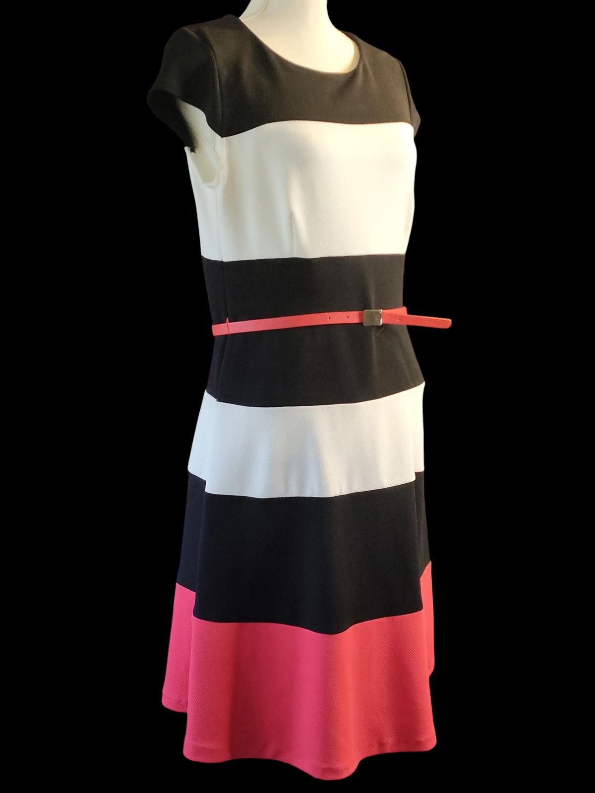 Other R & K Originals Women's Striped Midi Dress w Cap Sleeve/Belt Size L / US 10 / IT 46 - 3 Thumbnail