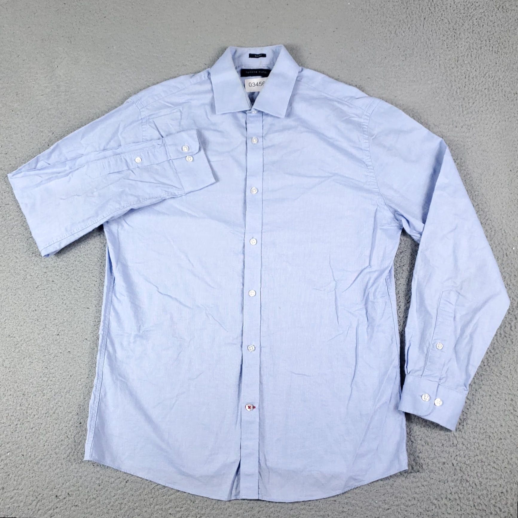 Tommy Hilfiger Tommy Hilfiger Shirt Mens Medium Blue Button-Up Long Sleeve Cotton Woven Solid Pocket Logo Preppy American Mens Size US M / EU 48-50 / 2 - 2 Thumbnail