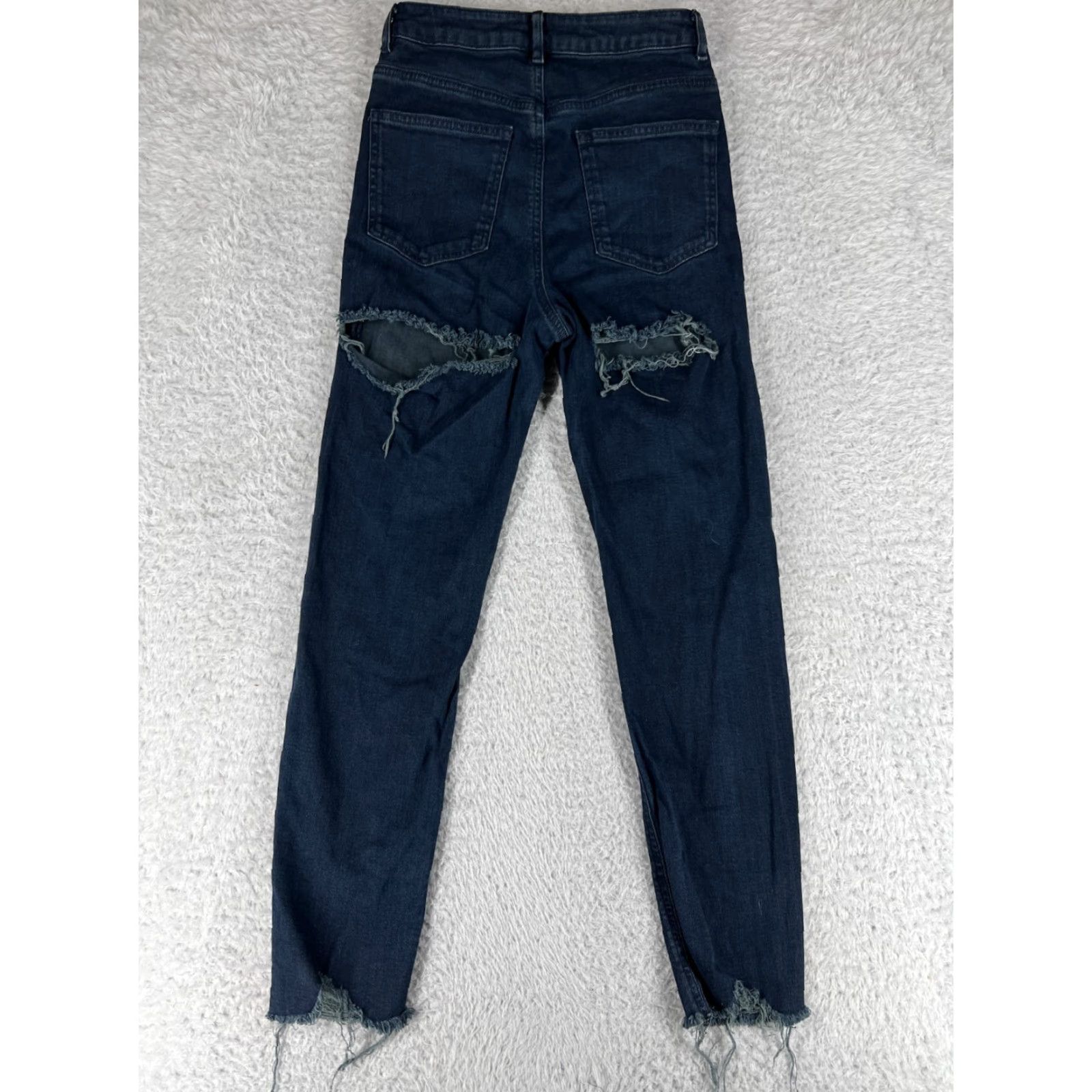 Asos ASOS Jeans Womens High Rise Skinny 2 Jeans Dark Wash Cotton Denim Blue 5-Pocket Stretch Rise 10+ In Inseam 27in Womens Jeans ASOS Size 26" / US 2 / IT 38 - 2 Thumbnail