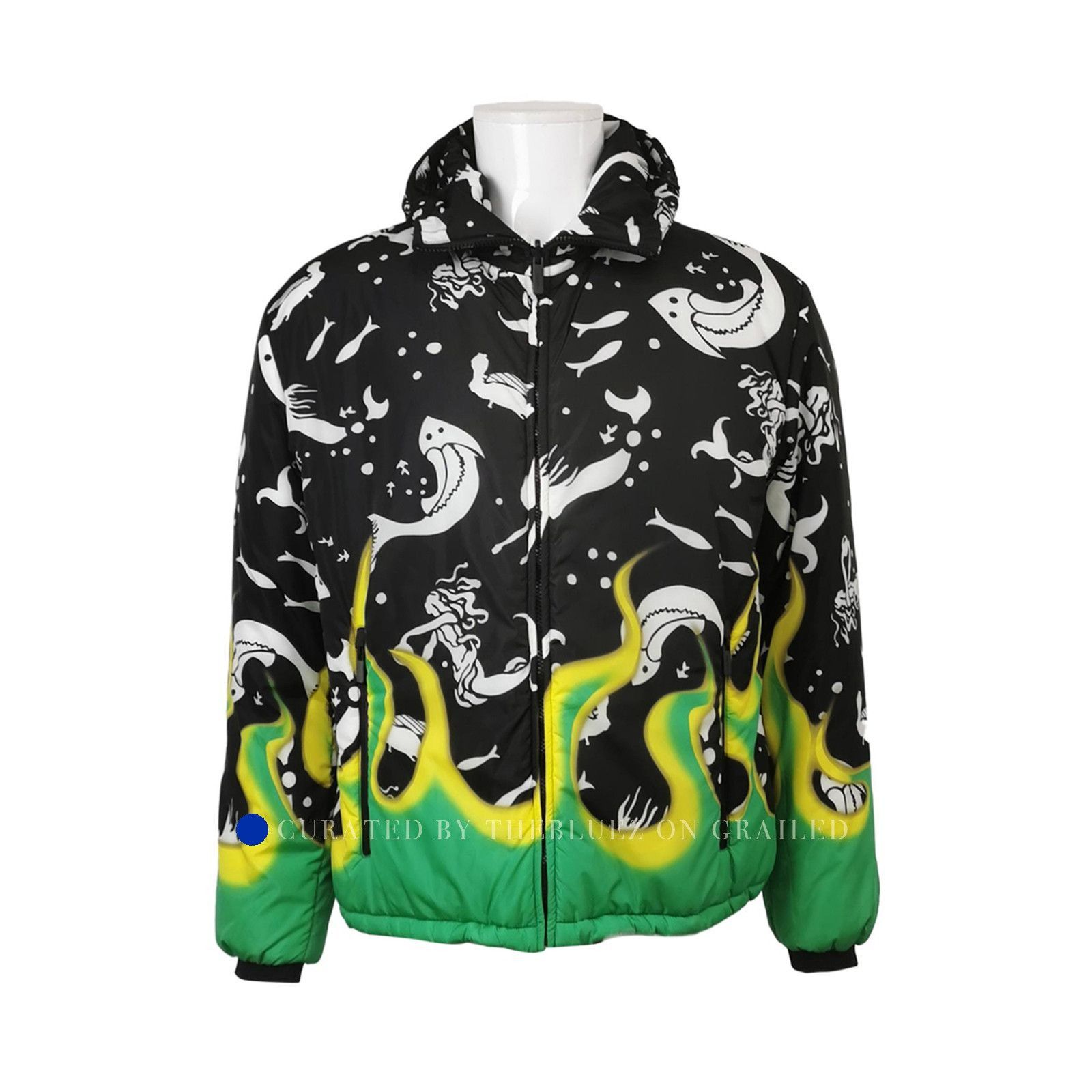 Prada Mermaid Flame Print Puffer Jacket Size US M / EU 48-50 / 2 - 1 Thumbnail
