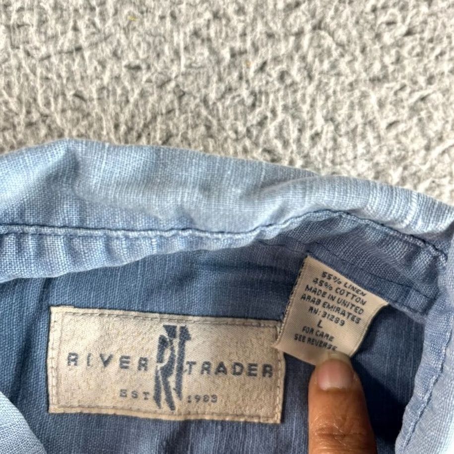Vintage VINTAGE River Trader Shirt Mens L Blue Button-Up Linen Blend Casual Outdoor Size US L / EU 52-54 / 3 - 3 Thumbnail