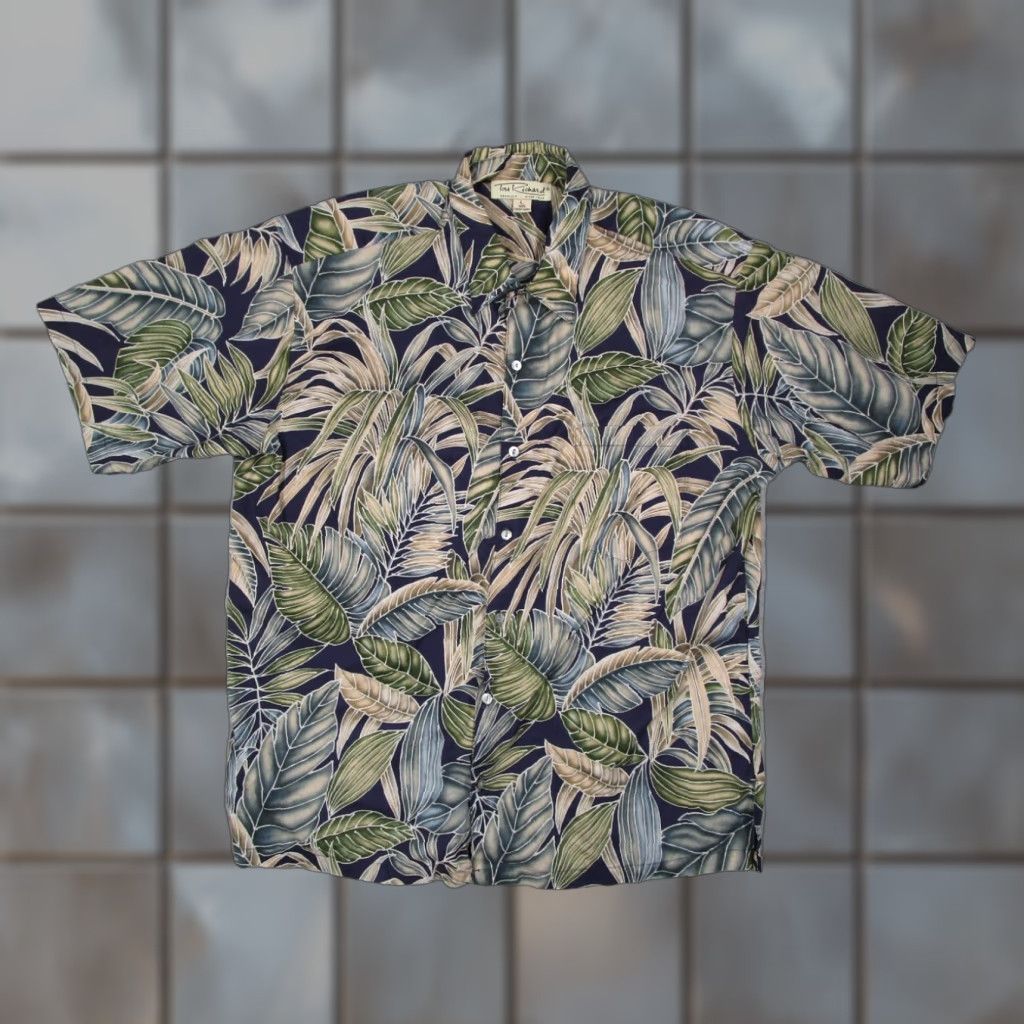 Tori Richard Tori Richard Shirt Mens Large Blue Button Up Hawaiian Tiki Cotton Lawn USA Size US L / EU 52-54 / 3 - 1 Thumbnail