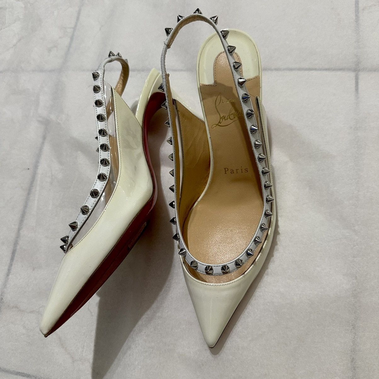 Christian Louboutin × Designer Christian Louboutin Brigadine Spike Patent Pump Mules Size US 7 / IT 37 - 13 Thumbnail