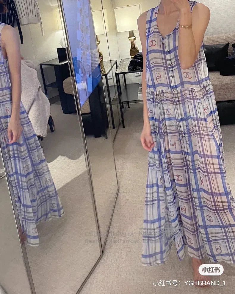 Chanel Chanel 23P silk print full logo full double C dress Size XS / US 0-2 / IT 36-38 - 7 Thumbnail