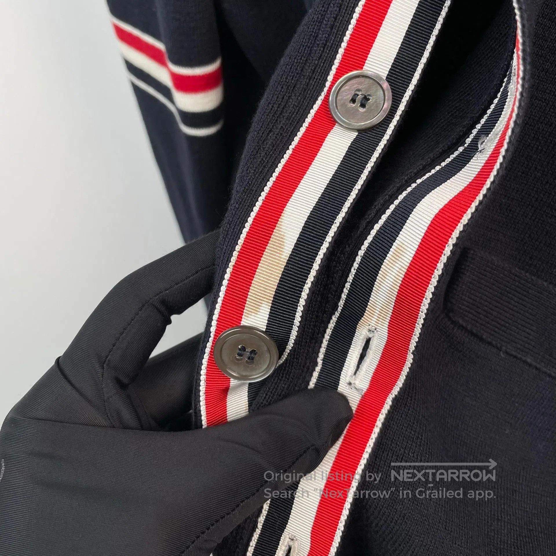Thom Browne Thom Browne Dark Blue Striped Sleeve Cardigan. Size US S / EU 44-46 / 1 - 9 Thumbnail