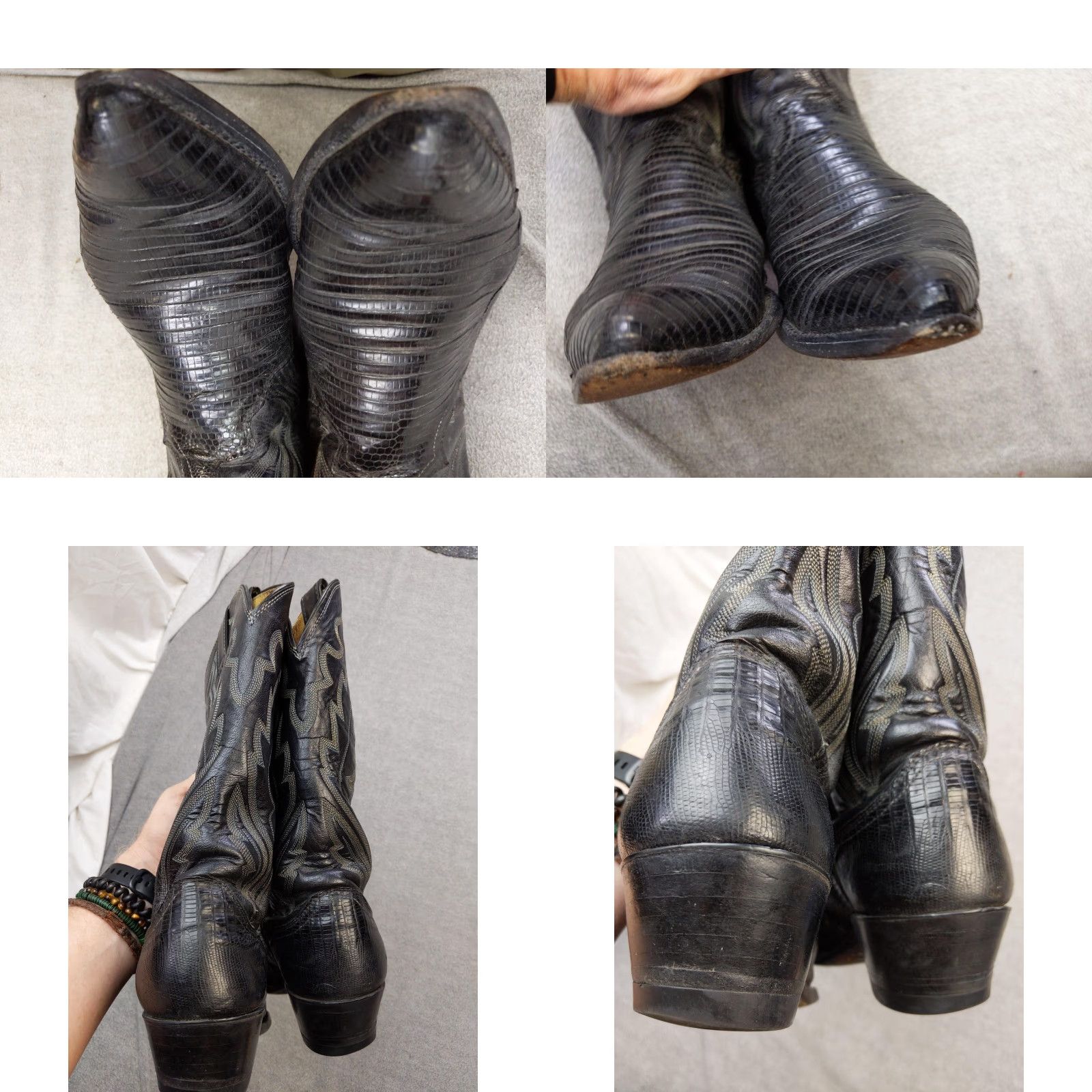 Vintage VINTAGE Justin Boots Mens 7.5 D Black Western Lizard Skin Made USA 80s Cowboy Boots Mens Shoes Black Vintage Cowboy Western Justin 8311 Size US 8 / EU 41 - 9 Thumbnail