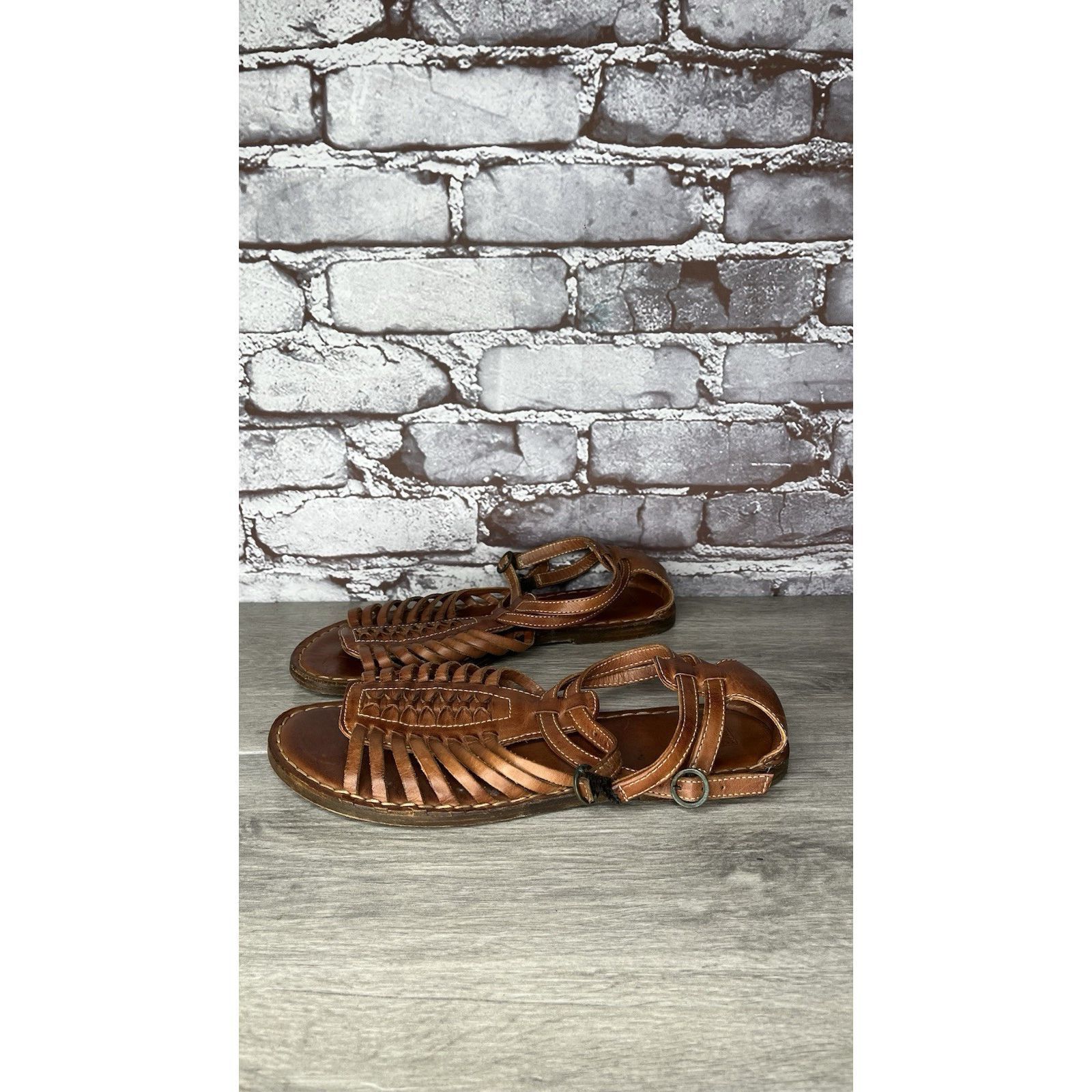 Frye Frye Kayla Brown Leather Huarache Woven Flats Sandals Women’ Size US 8.5 / IT 38.5 - 16 Thumbnail