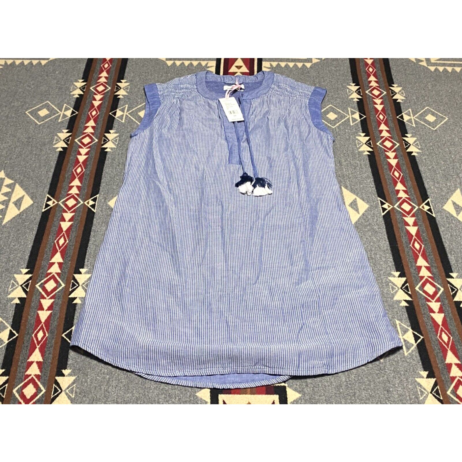 image of Vineyard Vines NWT $128 Women’S Bell Stripe Tunic Dress Royal Ocean Size Xs R1 in White, Women's