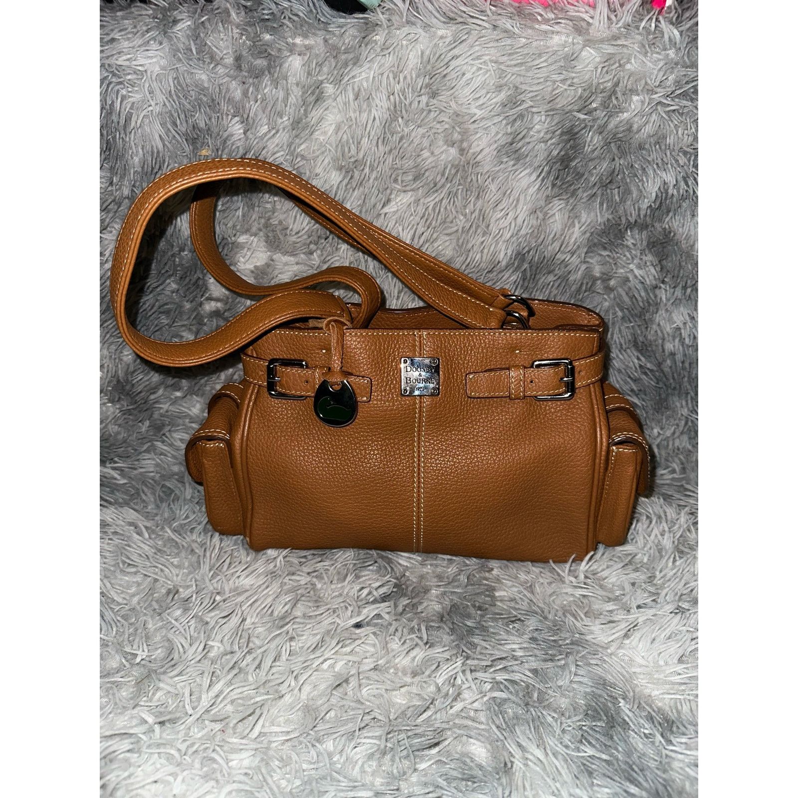 Dooney & Bourke DOONEY & BOURKE Brown Pebbled Leather Satchel Bag Purse Size ONE SIZE - 1 Thumbnail