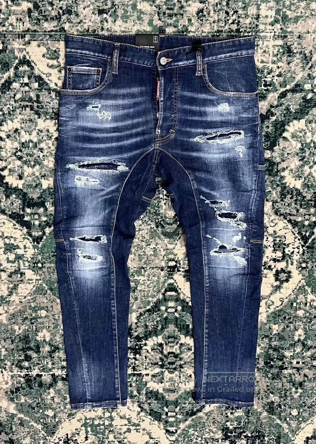 Dsquared2 stylish blue biker patch jeans. Size US 44 / EU 60 - 1 Thumbnail