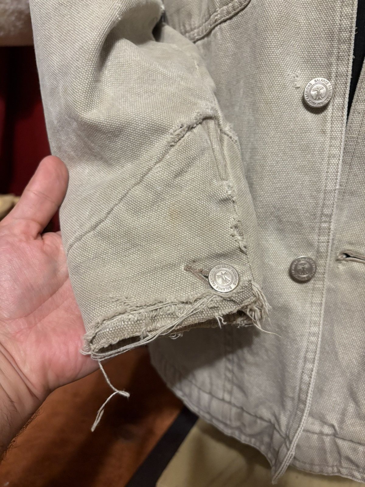 Vintage Vintage BaLance Beige Jean Jacket 90s Distressed Denim Grail Size US M / EU 48-50 / 2 - 4 Thumbnail