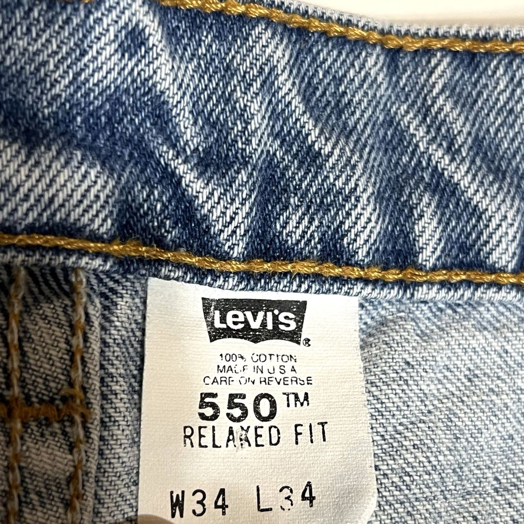 Levi's VINTAGE Levi's 550 Jeans Relaxed Fit Mens Blue Distressed 33x34 Grunge 34x34 Tags 5-Pocket Denim Slim Straight Mid Rise Jeans Mens Size US 33 - 7 Thumbnail