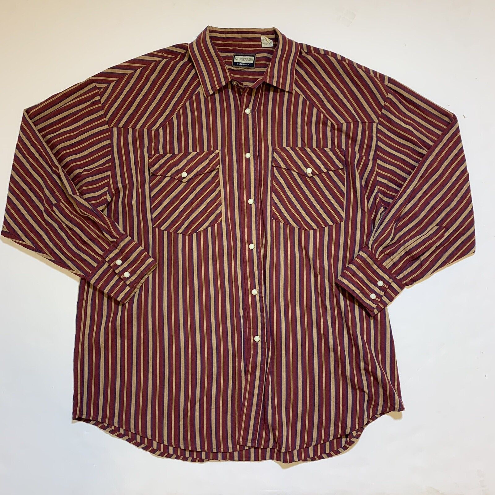 Vintage Stoneriver Outfitters Striped Pearl Snap Western Shirt Size US XL / EU 56 / 4 - 8 Thumbnail