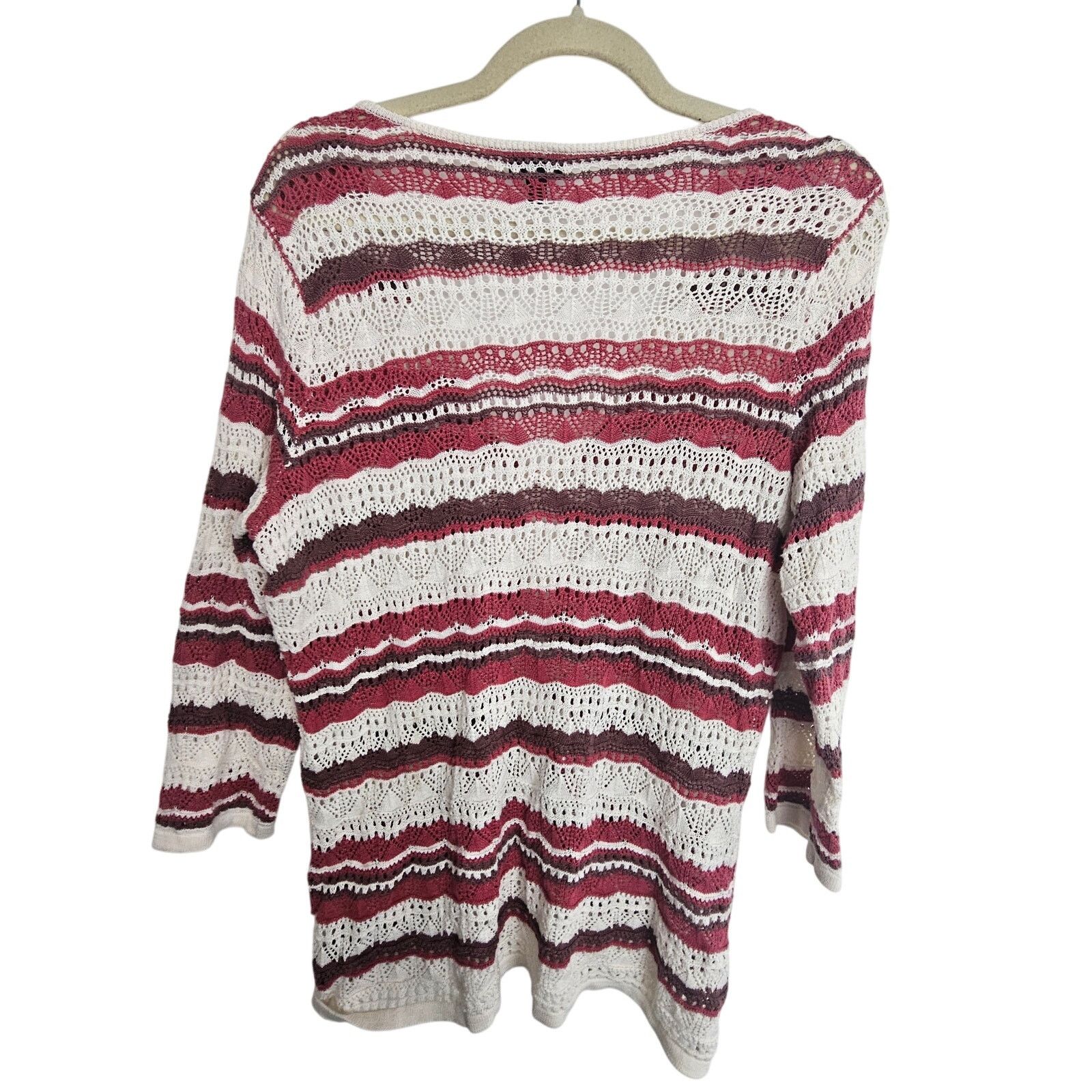 Corridor Torrid Sweater Pink White Striped Crochet Pullover Sweater 0 Size XS / US 0-2 / IT 36-38 - 8 Thumbnail