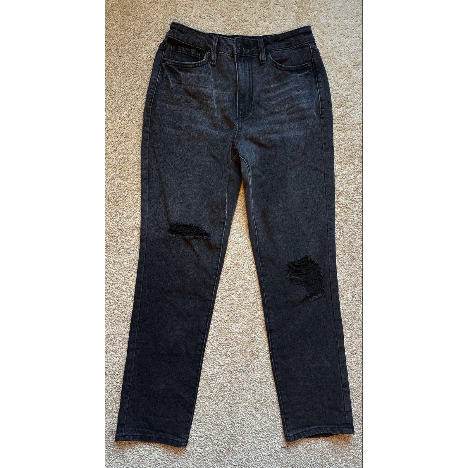 Other YMI Dream Denim Distressed Straight Jeans Black Women's 28 Size 28" / US 6 / IT 42 - 2 Thumbnail