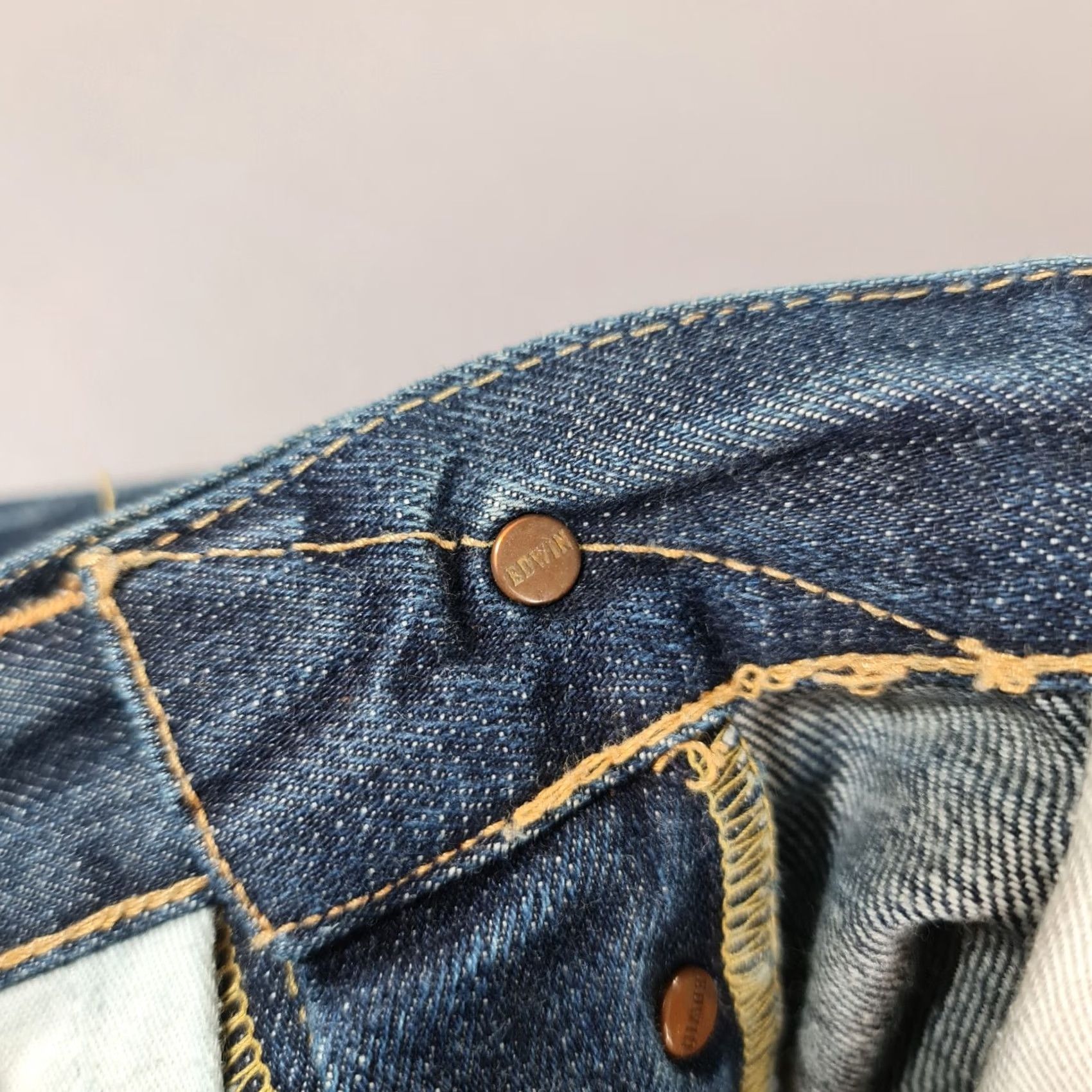 Edwin Edwin ED-55 Selvedge Jeans Mens W32 L26 Blue Relaxed Tapered Denim Jeans Mens Blue Denim Selvedge 5-Pocket Mens Jeans Size US 32 / EU 48 - 7 Thumbnail