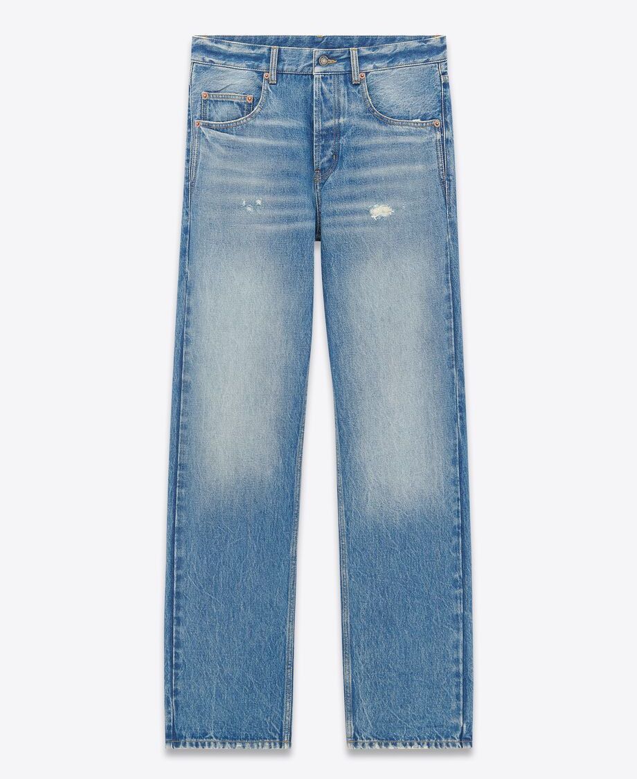 Saint Laurent Paris o1s1wg110625 757276 Long Extreme Baggy Jeans Medium Denim Size US 29 - 1 Thumbnail