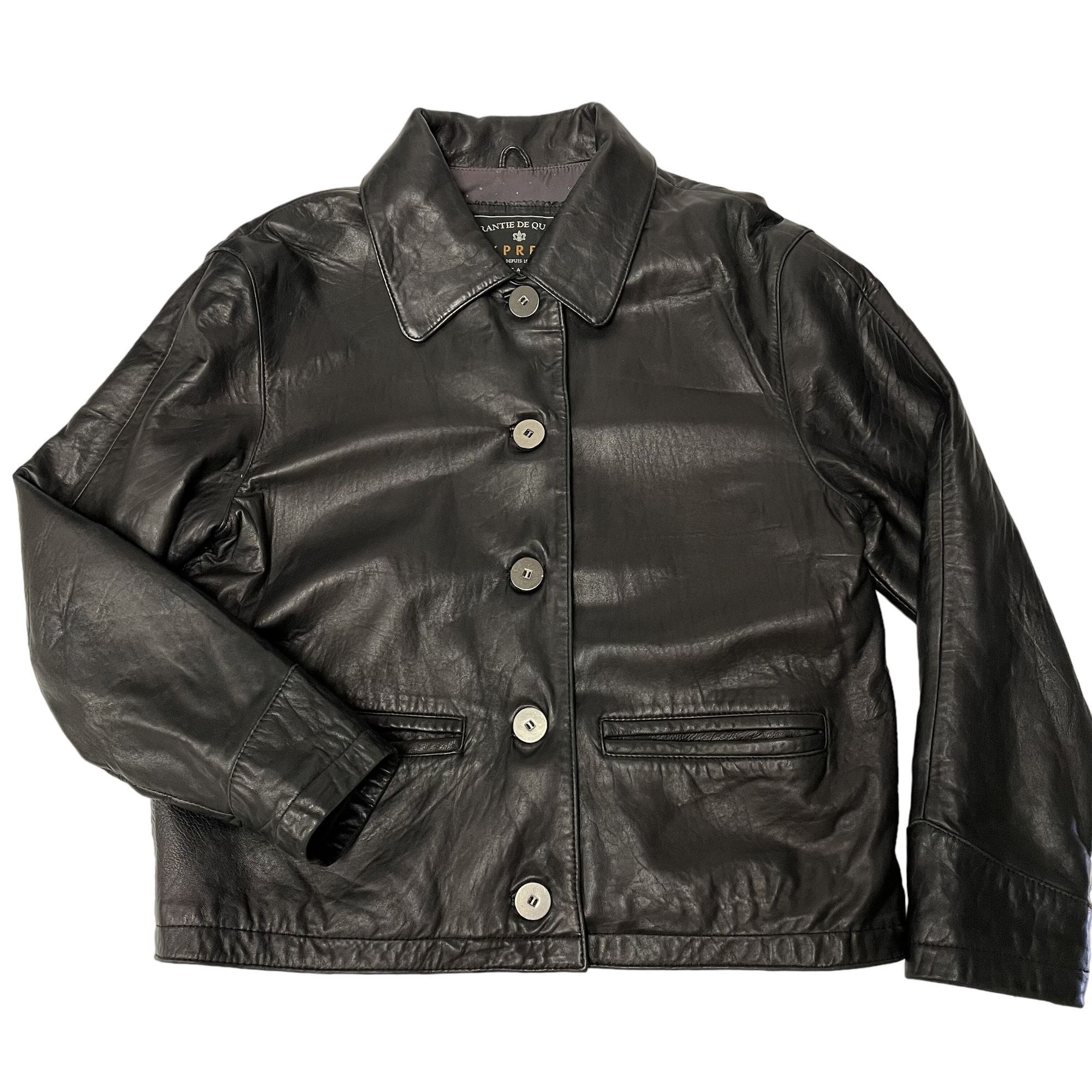 Express Vtg Express Black GLOVE Leather Btn Coat Thinsulate Jacket Size S / US 4 / IT 40 - 1 Thumbnail