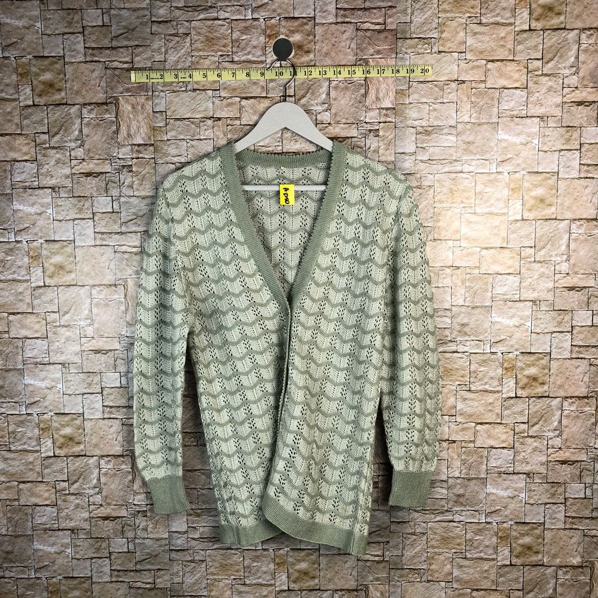 Homespun Knitwear × Japanese Brand Japan vintage Green crochet meshnet Cardigan Knitwear #A1050 Size S / US 4 / IT 40 - 1 Thumbnail