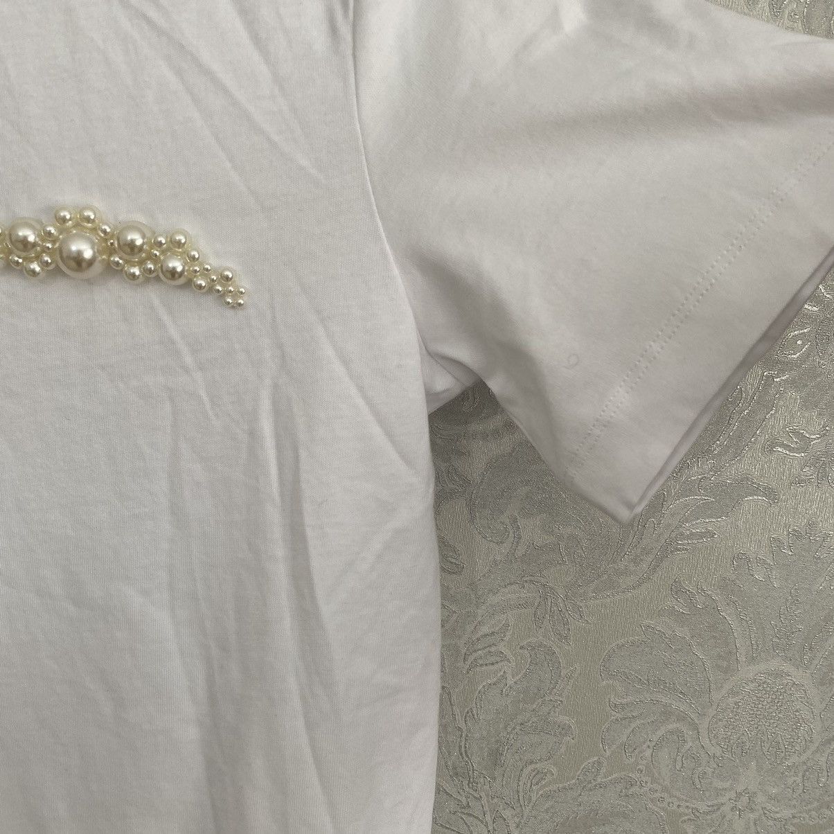 Band Tees SIMONE ROCHA X H&M WHITE COTTON APPLIQUE PEARL BEADED Size S / US 4 / IT 40 - 6 Thumbnail
