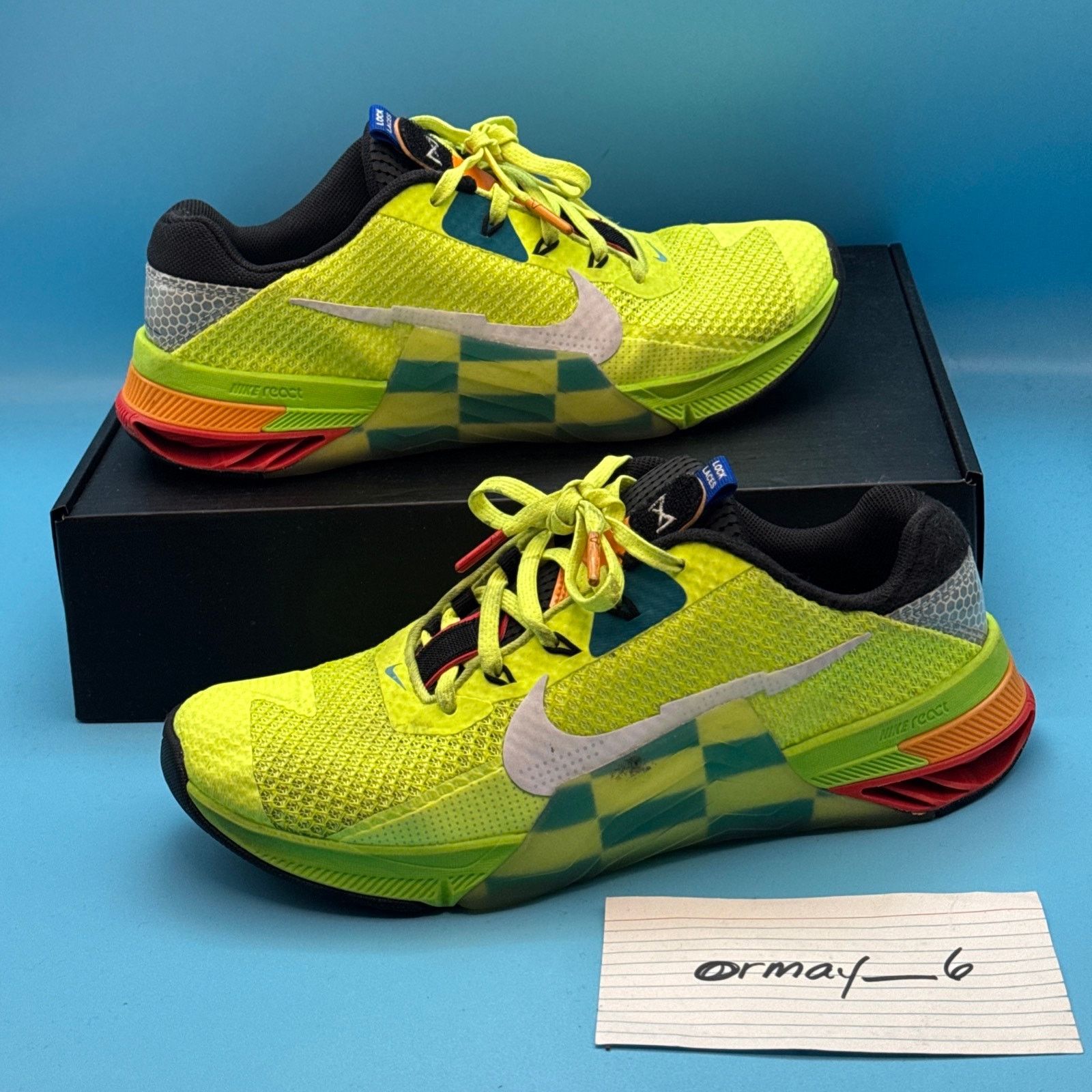 Nike Nike Metcon 7 AMP Volt Bright Spruce Checkered m8 w9.5 Size US 8 / EU 41 - 3 Thumbnail