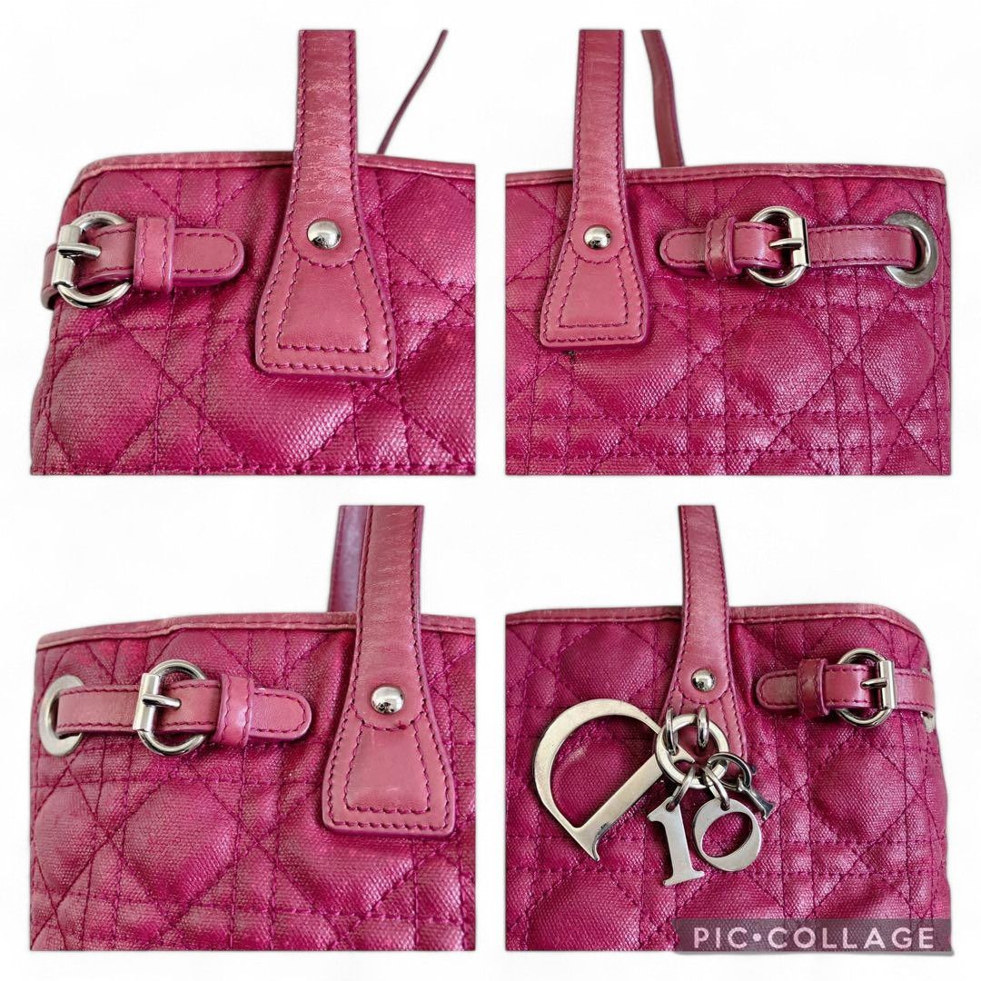 Dior Dior - Cannage Pink Leather Handbag Tote Metal Logo Size ONE SIZE - 8 Thumbnail
