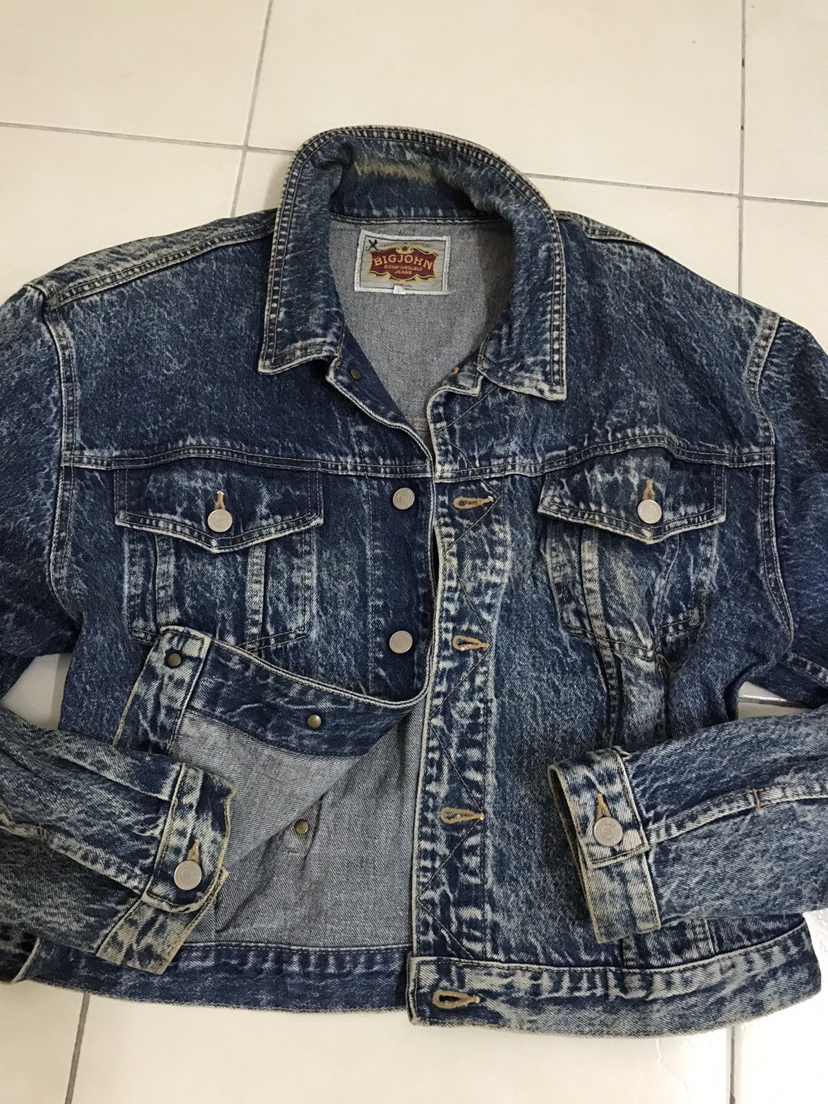 Big John × Vintage Vintage Big John Scoville Acid Wash Crop denim jacket Size US L / EU 52-54 / 3 - 3 Thumbnail