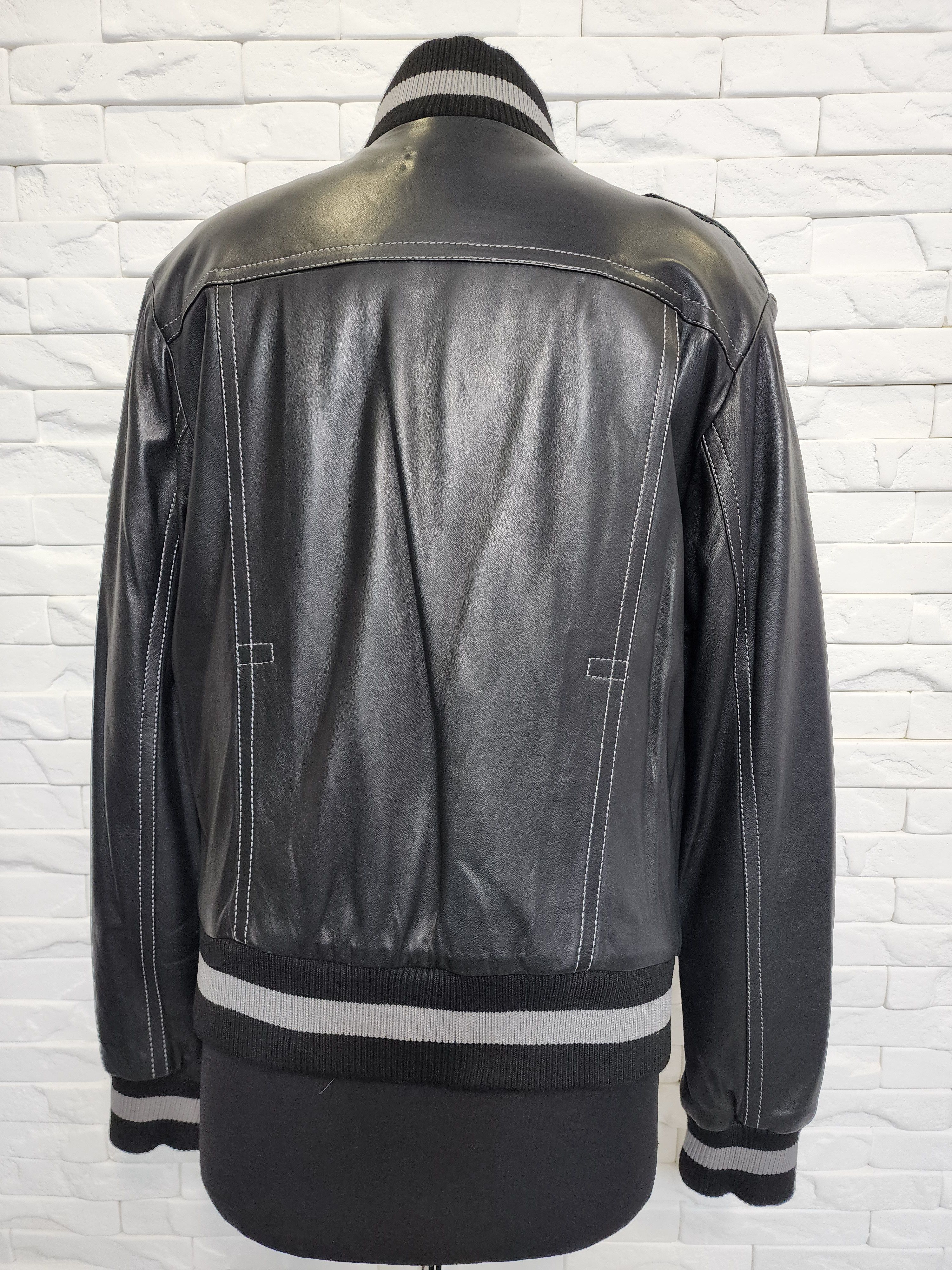 Genuine Leather Men's Black Genuine Leather Jacket: Buttoned Pockets Size US L / EU 52-54 / 3 - 3 Thumbnail