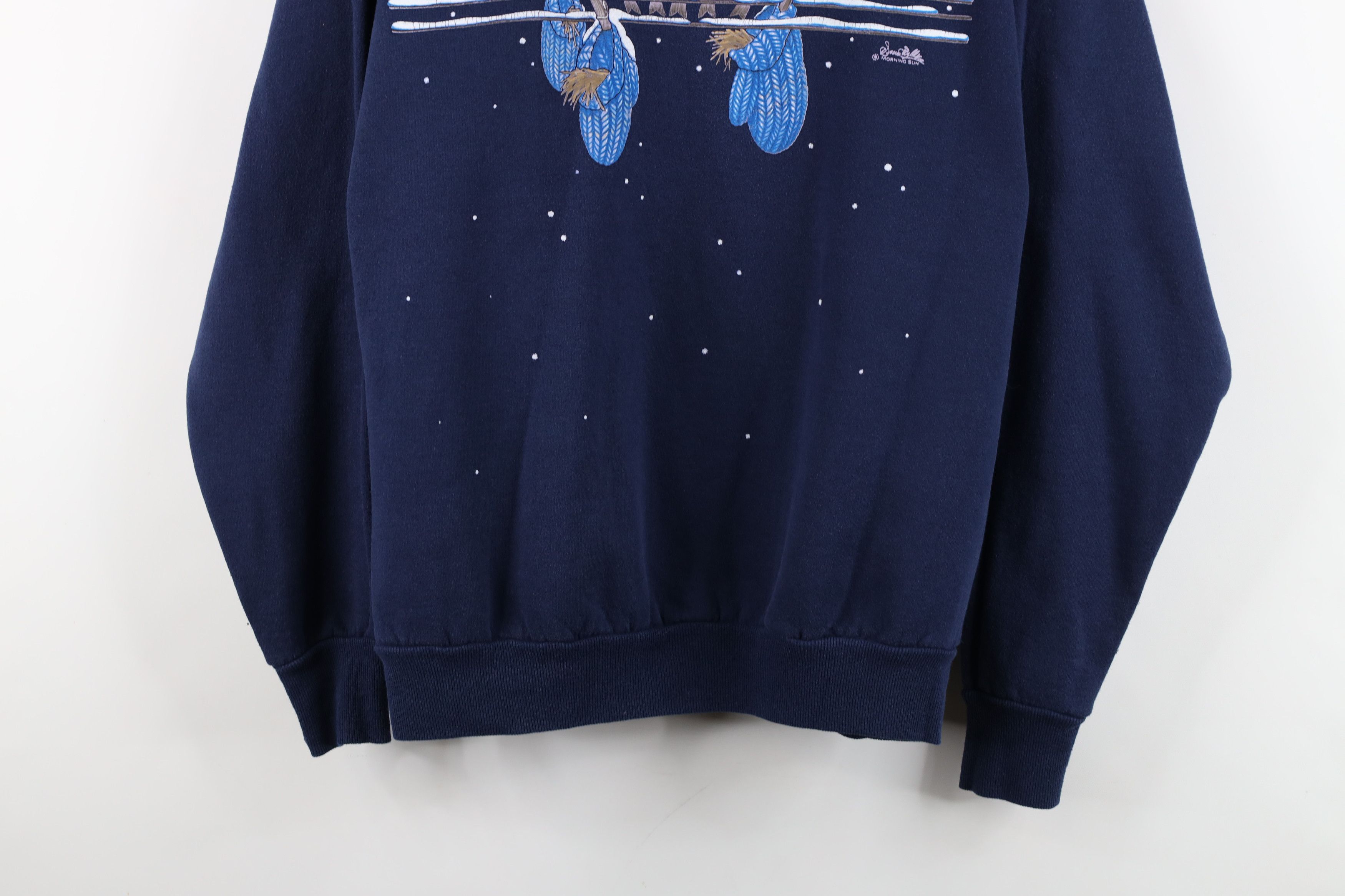 Vintage Vintage 90s Streetwear Christmas Snow Birds Sweatshirt Blue Size M / US 6-8 / IT 42-44 - 3 Thumbnail