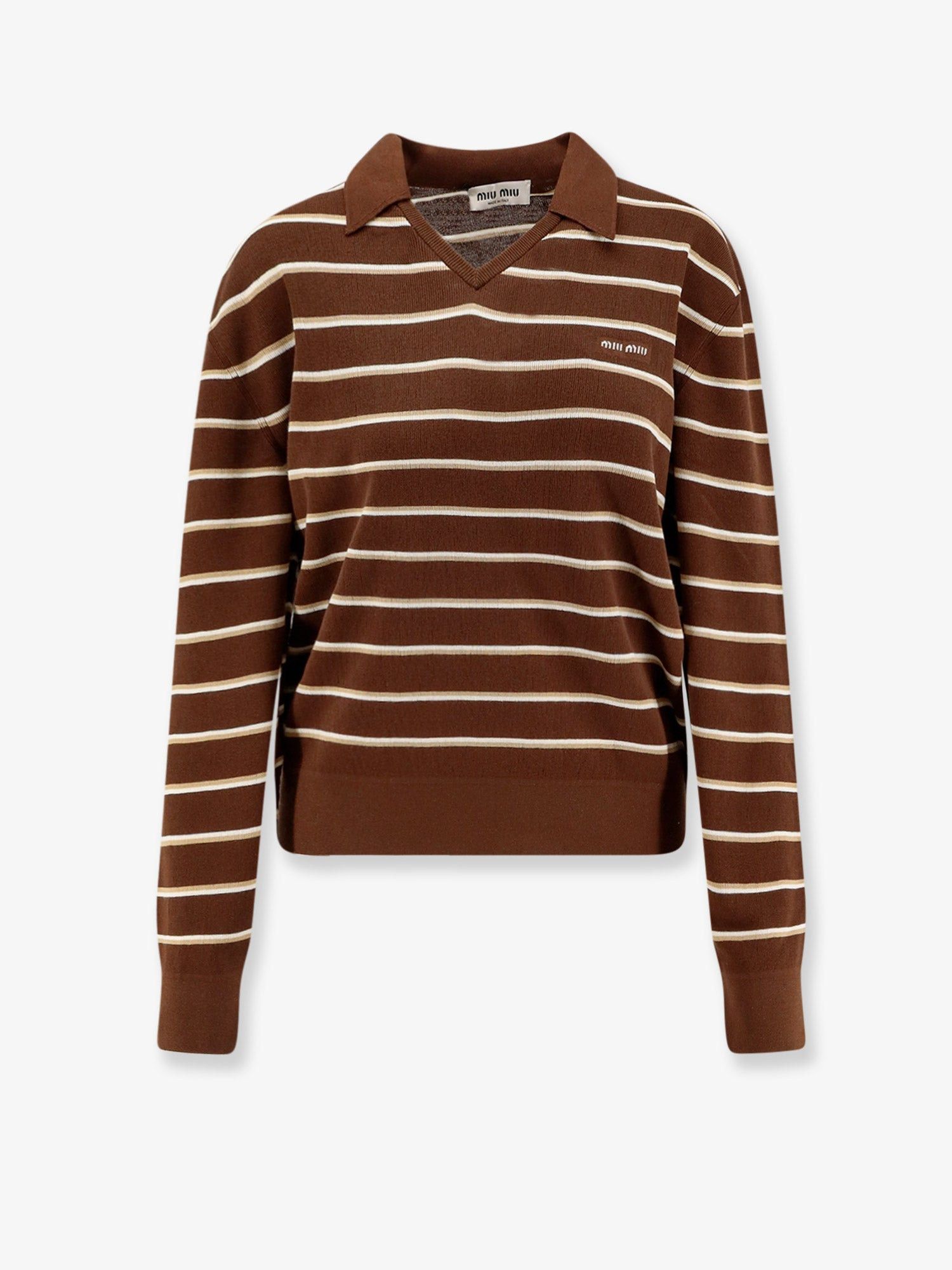 Miu Miu Miu Miu Striped cotton polo shirt Tag Size IT 40 Women - USA Tariffs Included Size S / US 4 / IT 40 - 1 Thumbnail