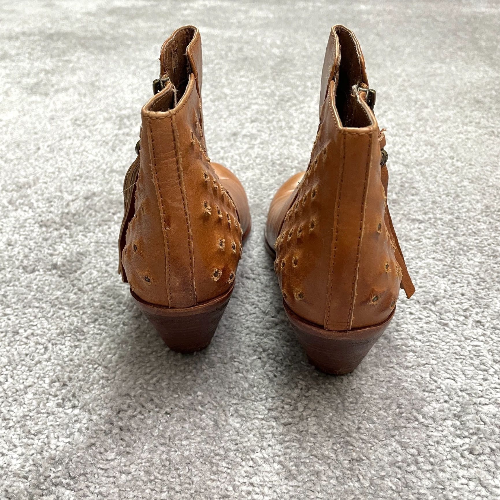 Sam Edelman Sam Edelman Lucille Brown Leather Ankle Boots Womens 6.5 Studded Block Heels Western Style Casual Size US 6 / IT 36 - 4 Thumbnail