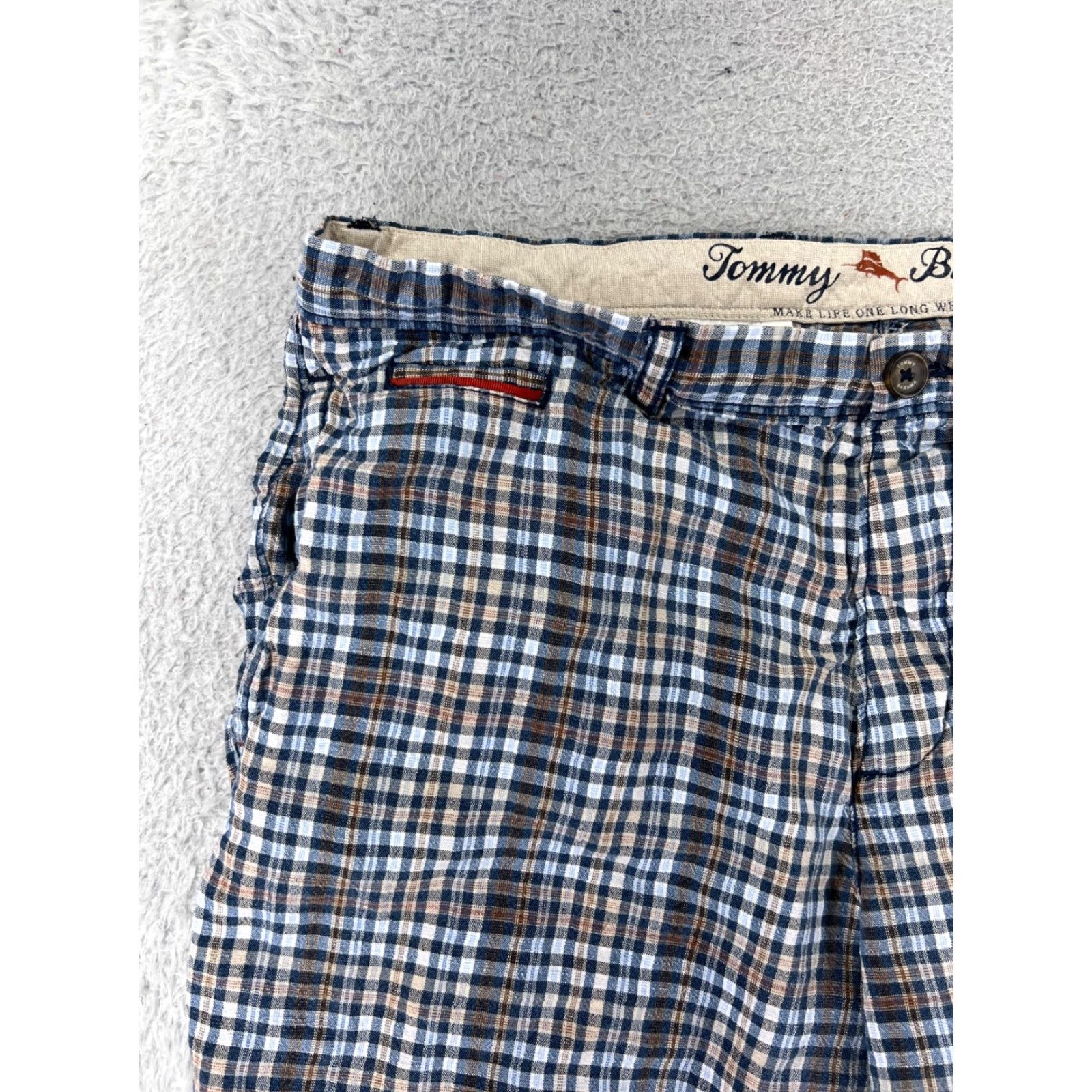 Tommy Bahama Tommy Bahama Shorts Men 36 Blue Beige Plaid Linen Tencel Blend Golf Golfer Chino Size US 33 - 7 Thumbnail