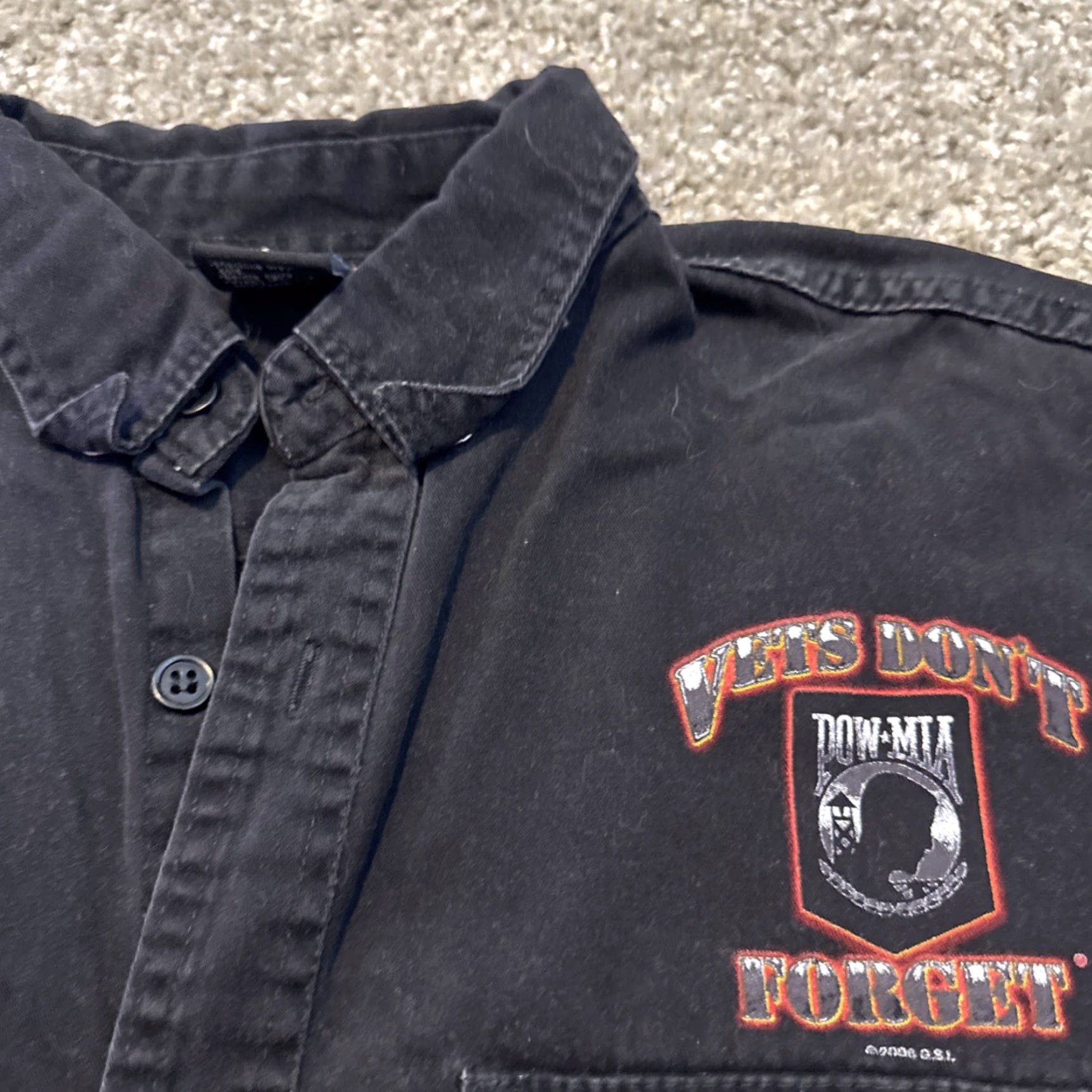 Vintage VINTAGE POW MIA Vets Don’t Forget Biker Fringe Black Orange Vest XL Shirt Men Size US XL / EU 56 / 4 - 6 Thumbnail