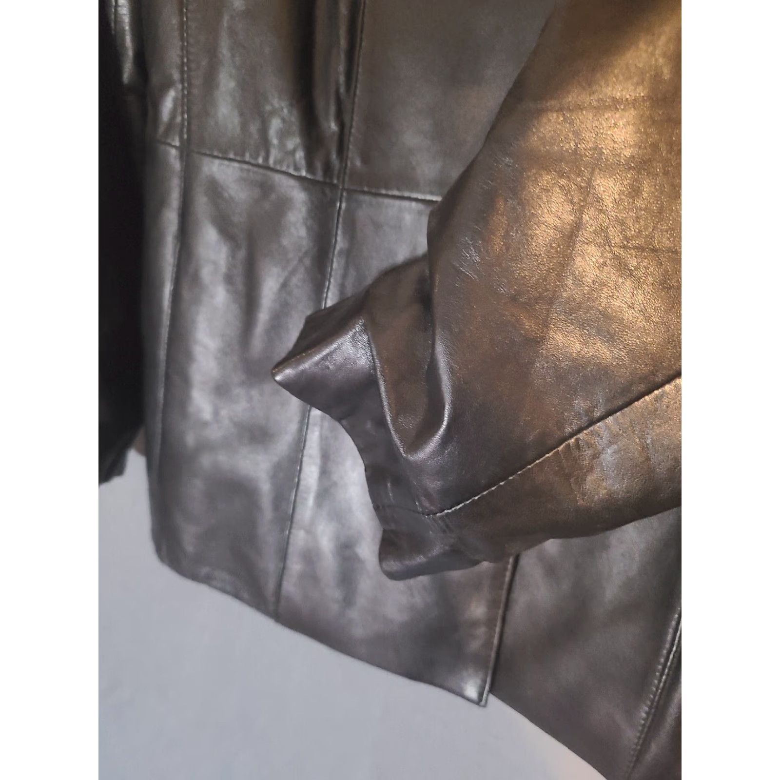 Vintage VINTAGE Wilda LAMBSKIN BLACK LEATHER COAT Jacket Womens Plus Size L Hooded Fur Trim Zip Out Lining Size L / US 10 / IT 46 - 3 Thumbnail