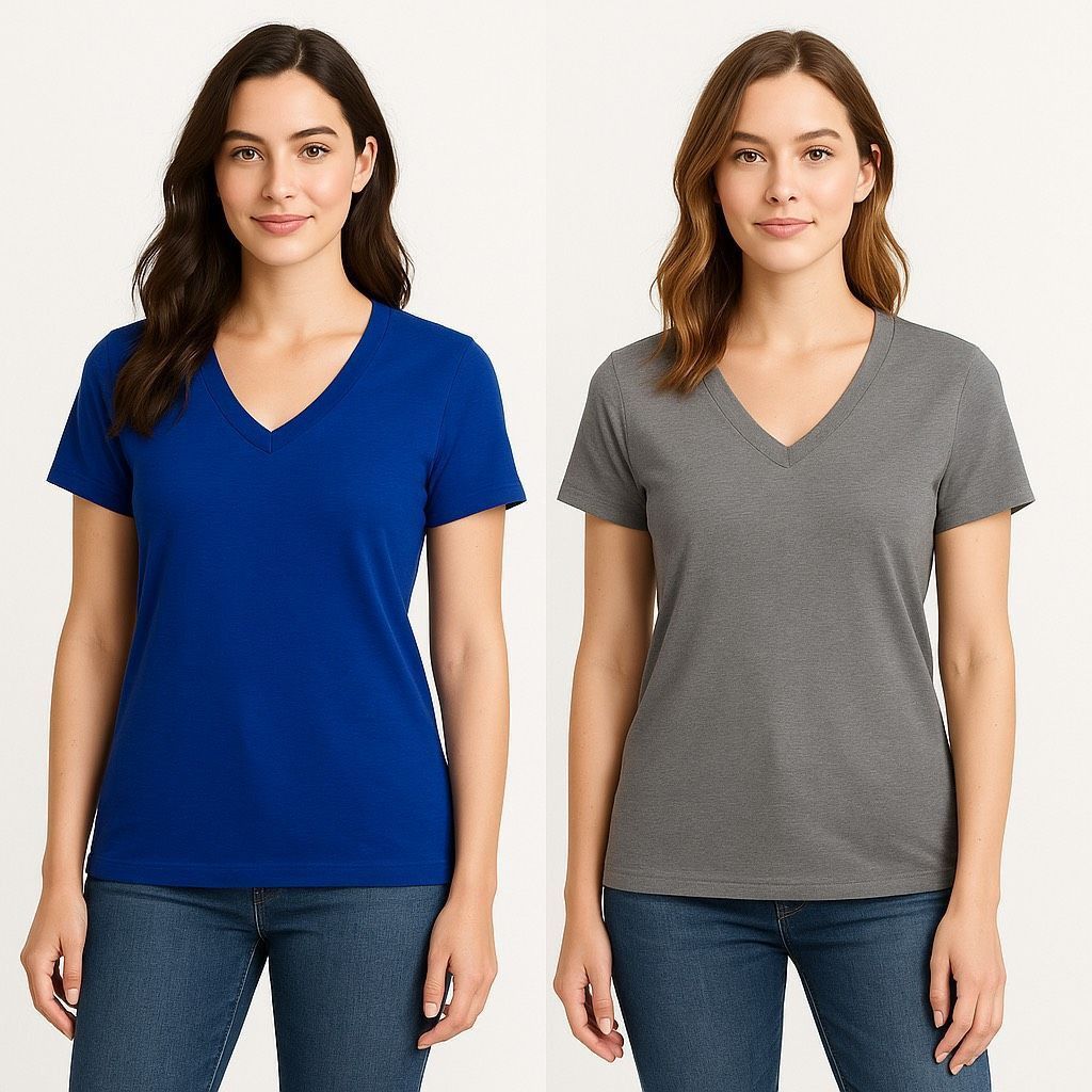 American Apparel American Apparel Women’s V-Neck T-Shirts (Set of 2) | Blue & Size XS / US 0-2 / IT 36-38 - 2 Thumbnail