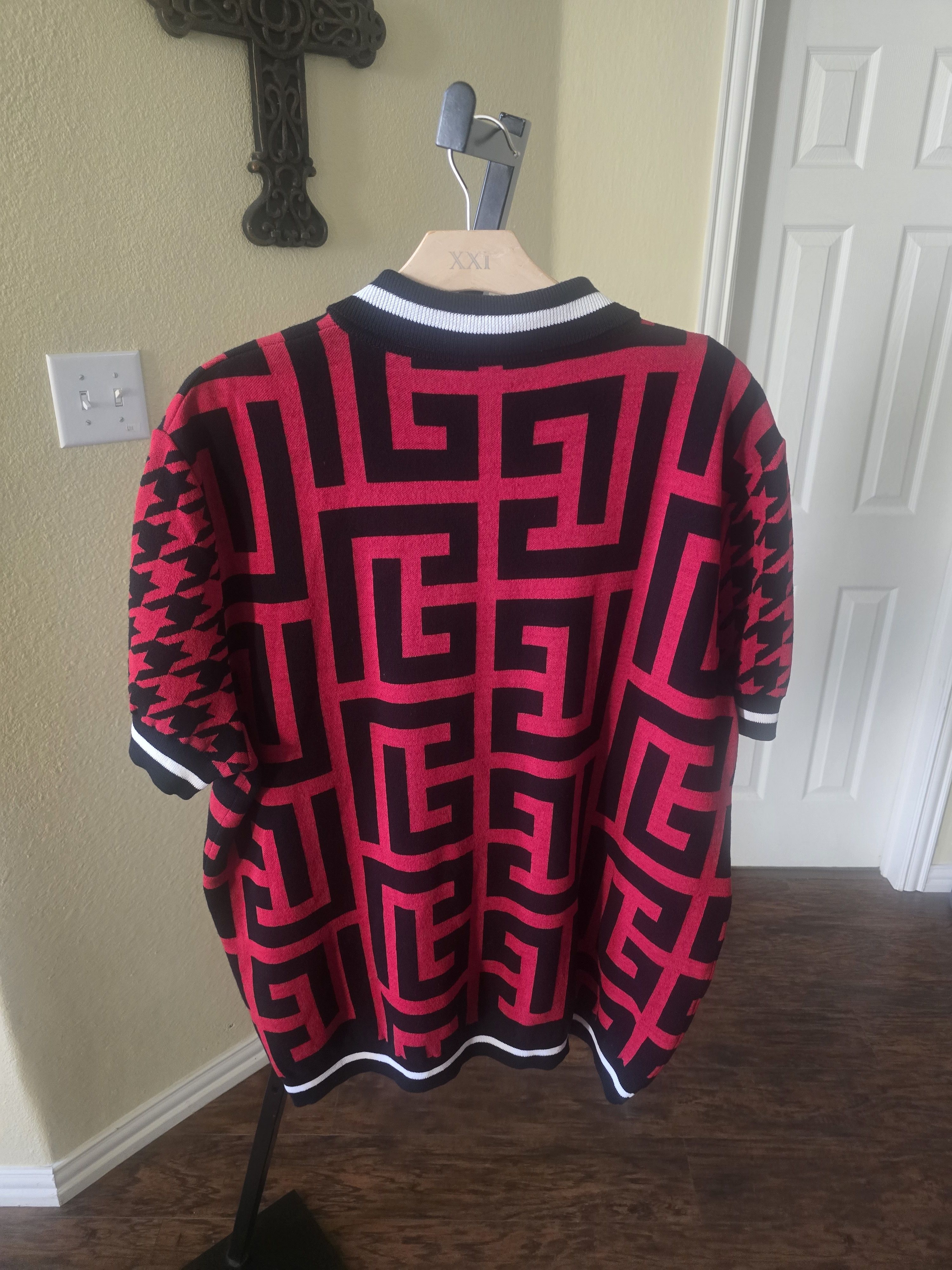 Balmain Balmain Mega Monogram Houndstooth Knit Polo Size XXL Size US XXL / EU 58 / 5 - 5 Thumbnail
