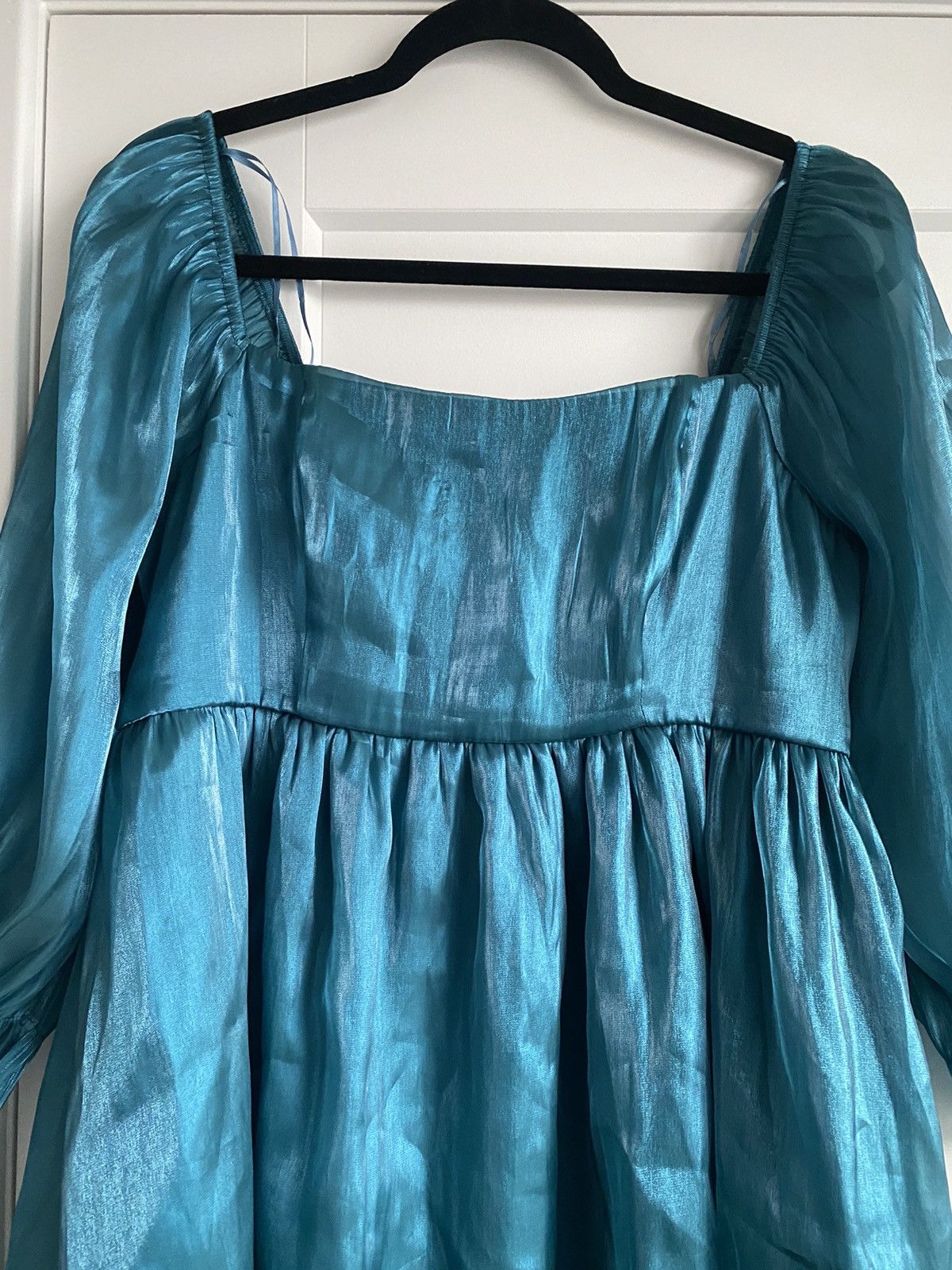 Other Thirty Thirty LA Puff Mini Dress Women Shimmer Teal Gorgeous Size XL / US 12-14 / IT 48-50 - 4 Thumbnail