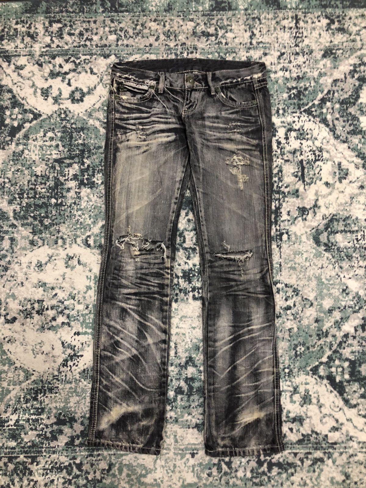 14th Addiction 2000s Japanese Brand SpRay Distressed Flared Denim Size US 29 - 1 Thumbnail