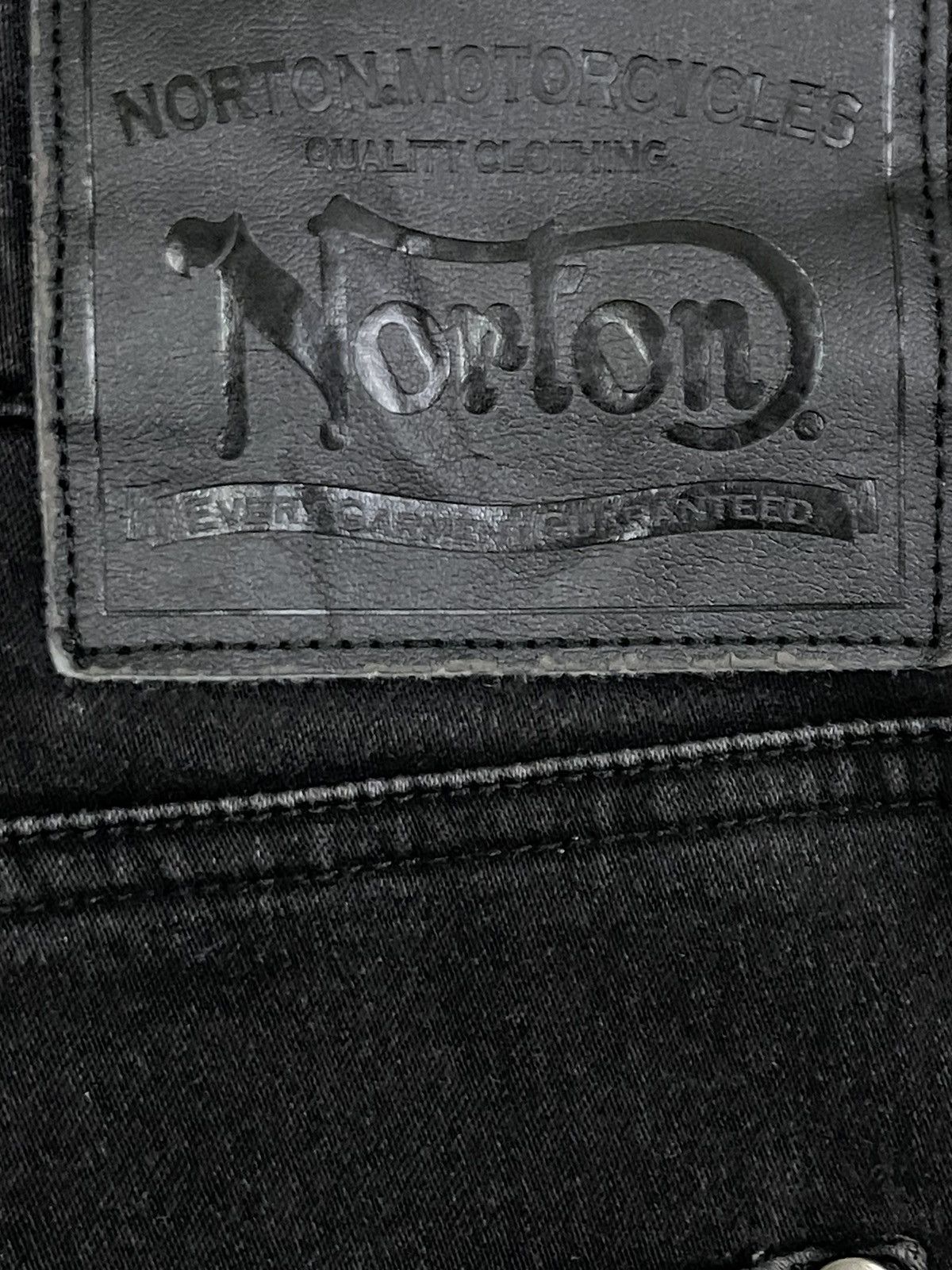 14th Addiction Vintage Norton Motorcycle Distress Style Biker Jeans Size US 36 / EU 52 - 7 Thumbnail