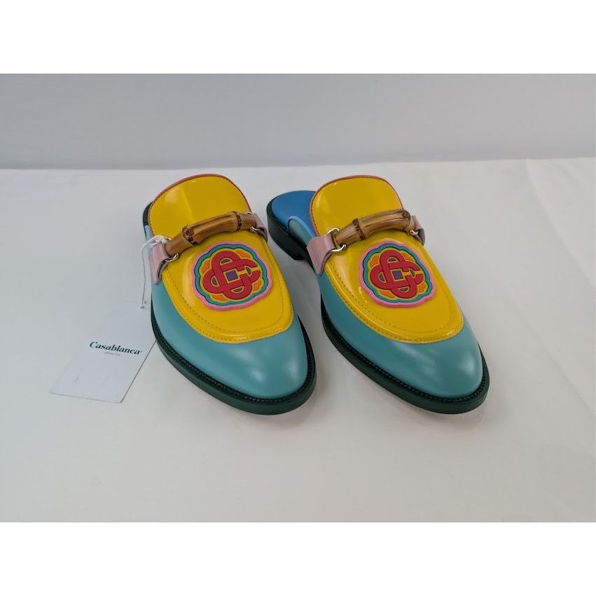 Casablanca o1rshd1 Leather Memphis Mule Slipper Sandal in Mint / Yellow Size US 11 / EU 44 - 5 Thumbnail