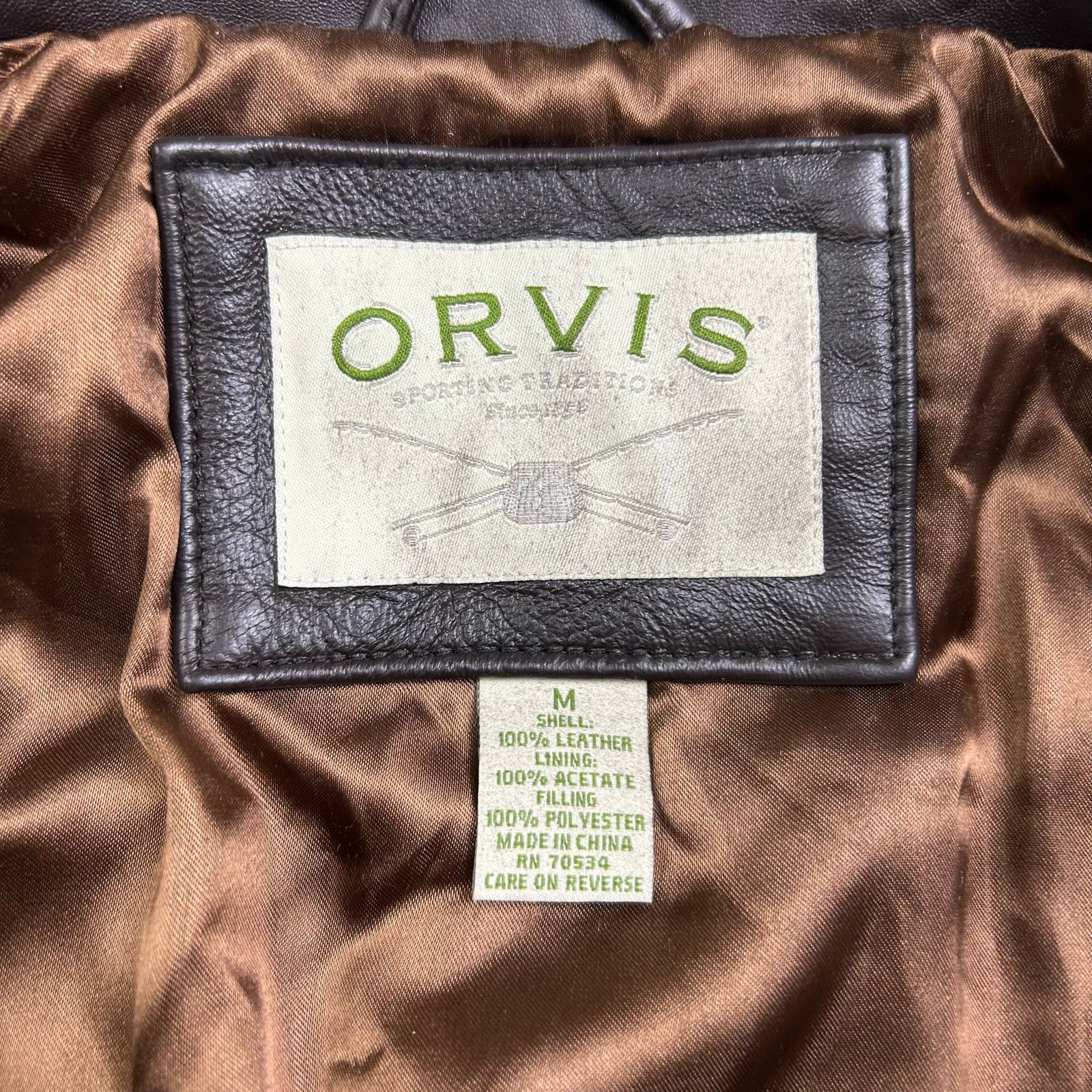 Orvis × Vintage Orvis Brown Leather Flight Aviator Bomber Jacket Size US M / EU 48-50 / 2 - 3 Thumbnail