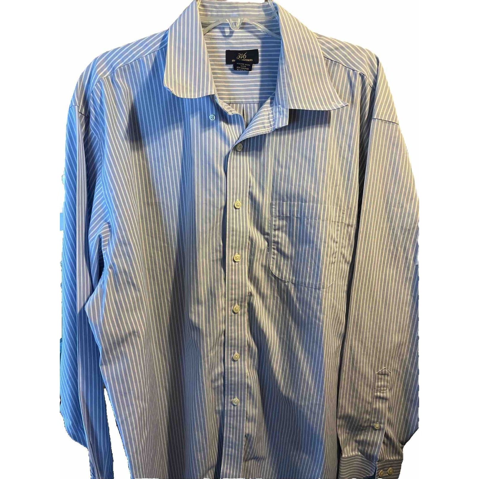 Brooks Brothers Brooks Brothers 346 Mens XL Blue Striped Button Cotton Shirt Size US XL / EU 56 / 4 - 1 Thumbnail