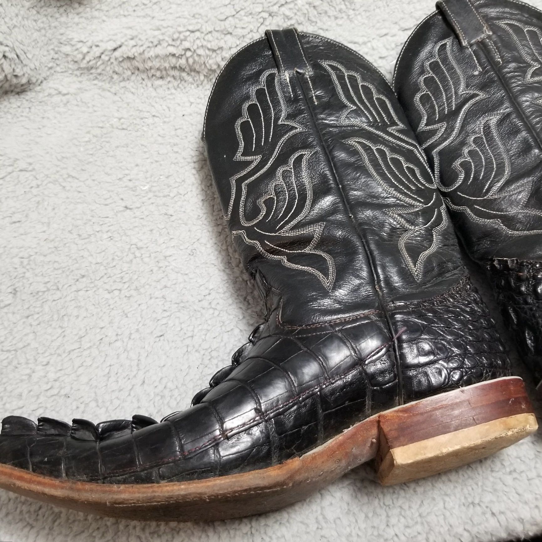 Vintage Vintage Mens Cowboy Boots Size 8.5 Black Alligator Leather Western Rodeo 90s Size US 9 / EU 42 - 5 Thumbnail